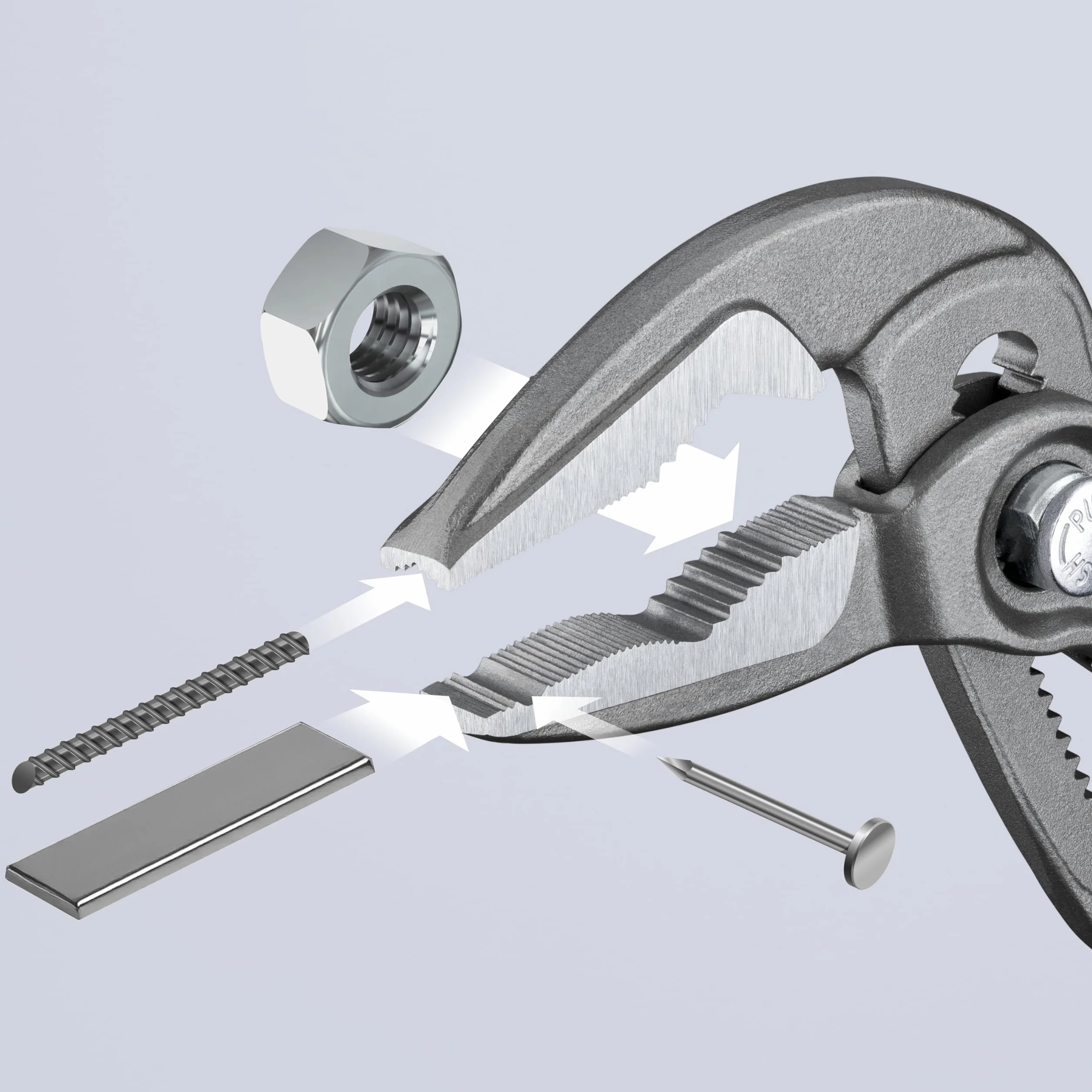 KNIPEX Cobra ES Szczypce nastawne do rur z wydłużoną szczęką w opakowaniu z zawieszką fosforanowana, szara pokryte antypoślizgowym, 87 51 180 SB
