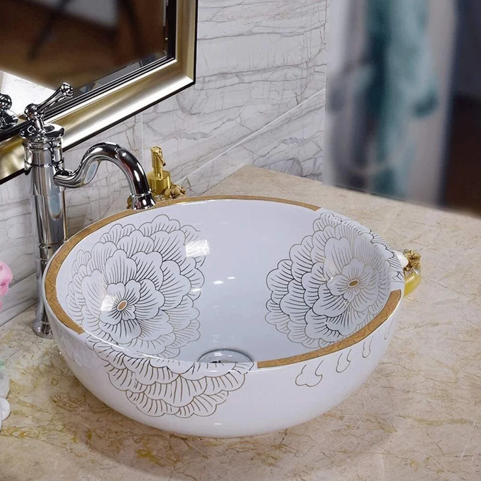 Szafka Pod Umywalkę Z Umywalką, Umywalka Nablatowa, Porcelanowa Umywalka Nablatowa, Ceramiczna Miska Ustępowa, Umywalki Łazienkowe 15 Cali