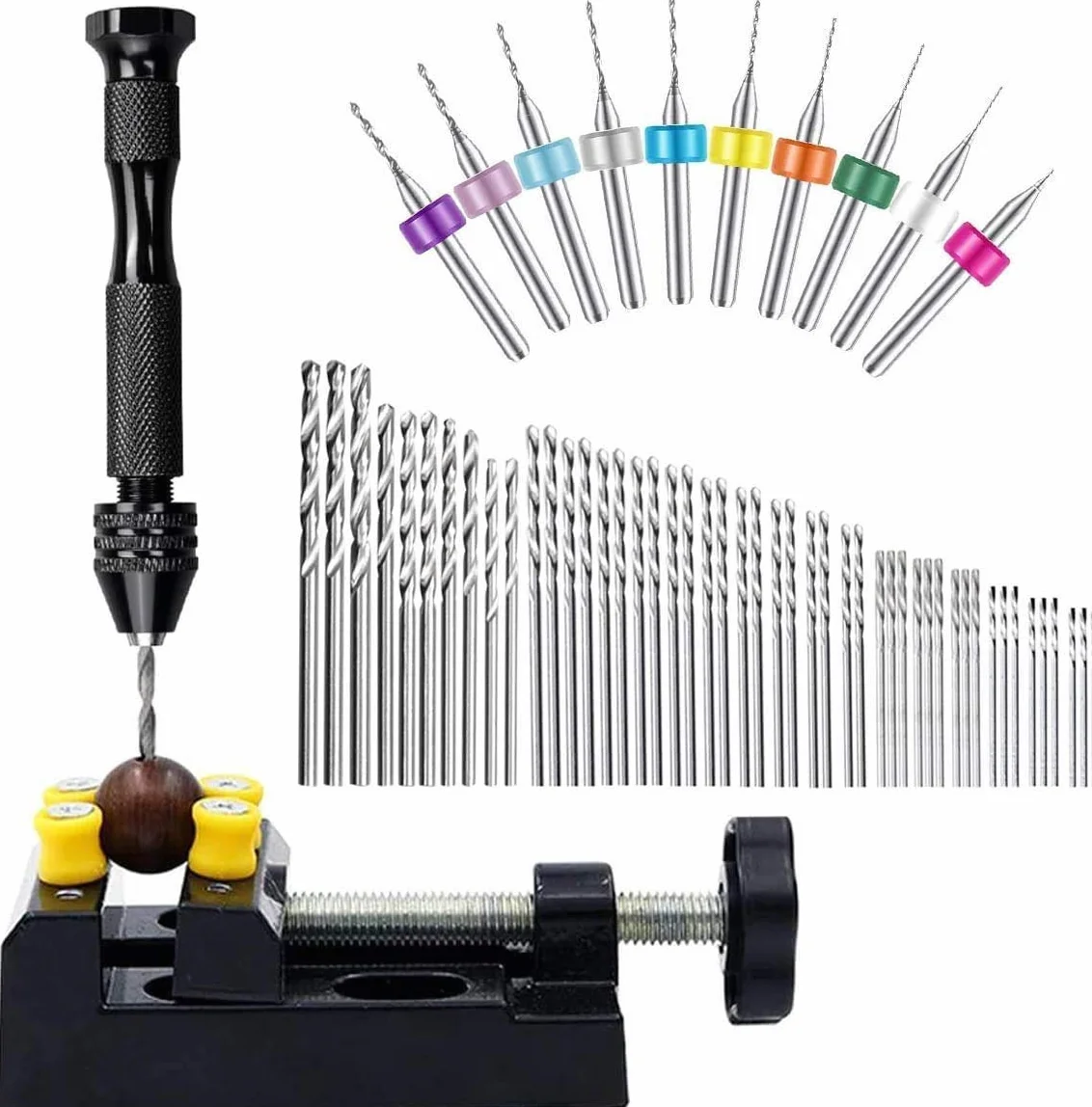 Imadło z trzpieniem 60 sztuk mini wiertła 0,3-1,2 mm do PCB wiertła kręte 0,5-3,0 mm precyzyjne imadło ręczne