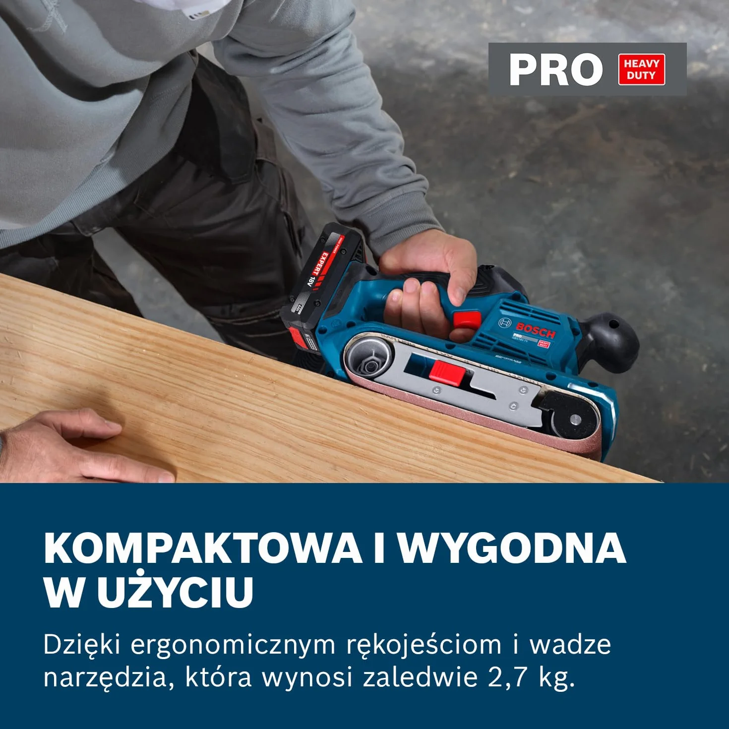 Bosch PRO 18V System Akumulatorowa szlifierka taśmowa GBS18V-75 (taśma o ziarnistości 80, worek na pył)