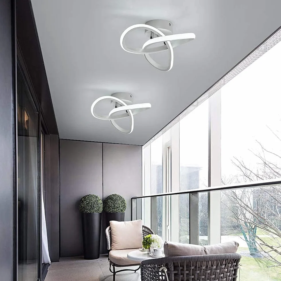 Lampa sufitowa LED 22W 2500lm 6500K chłodna biel 24x11 cm kwiat do sypialni salonu