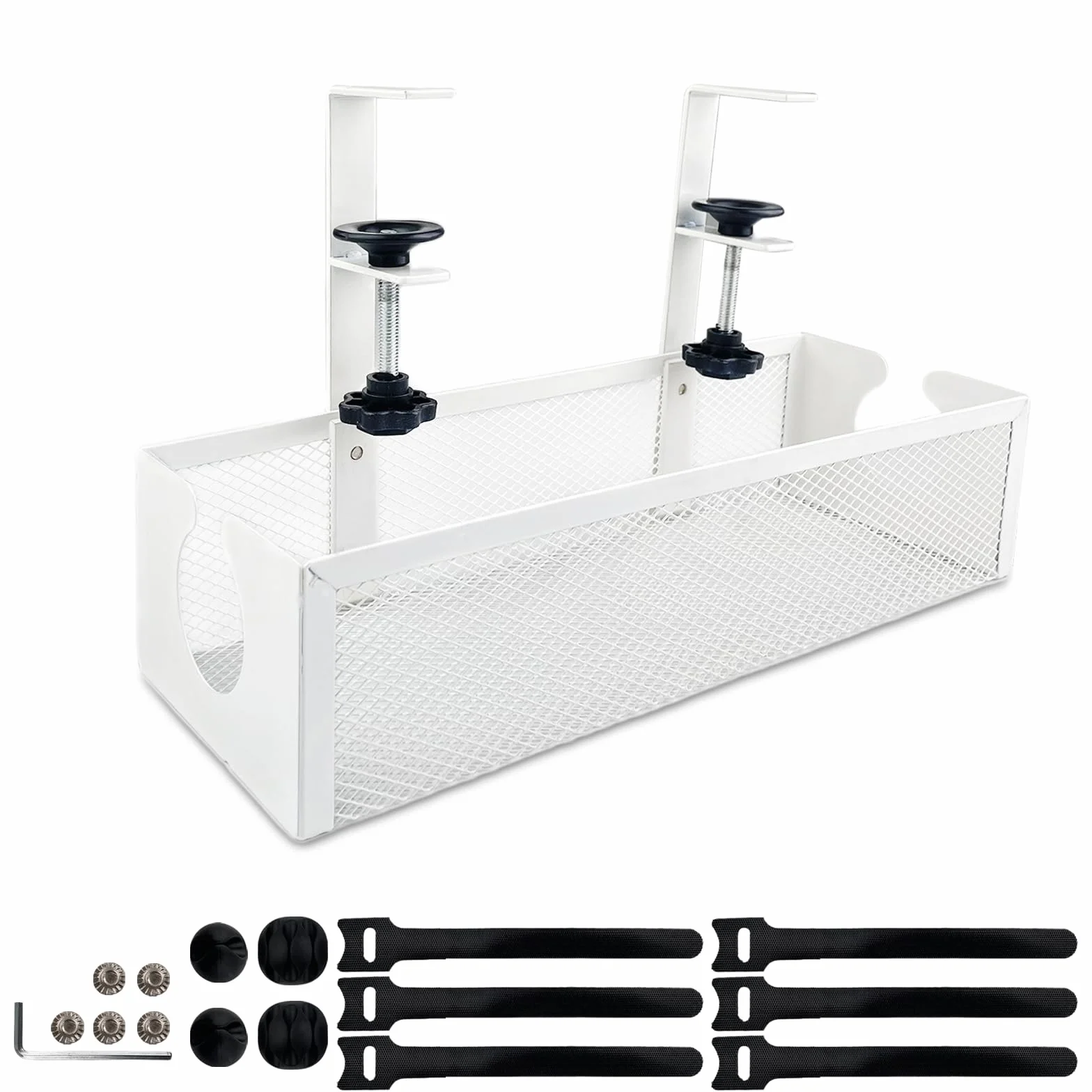 Zarządzanie kablami pod biurkiem, taca do zarządzania kablami 43 cm, metalowy kosz na kable do zarządzania przewodami, uchwyt na listwę zasilającą, organizer przewodów, pogromca przewodów do