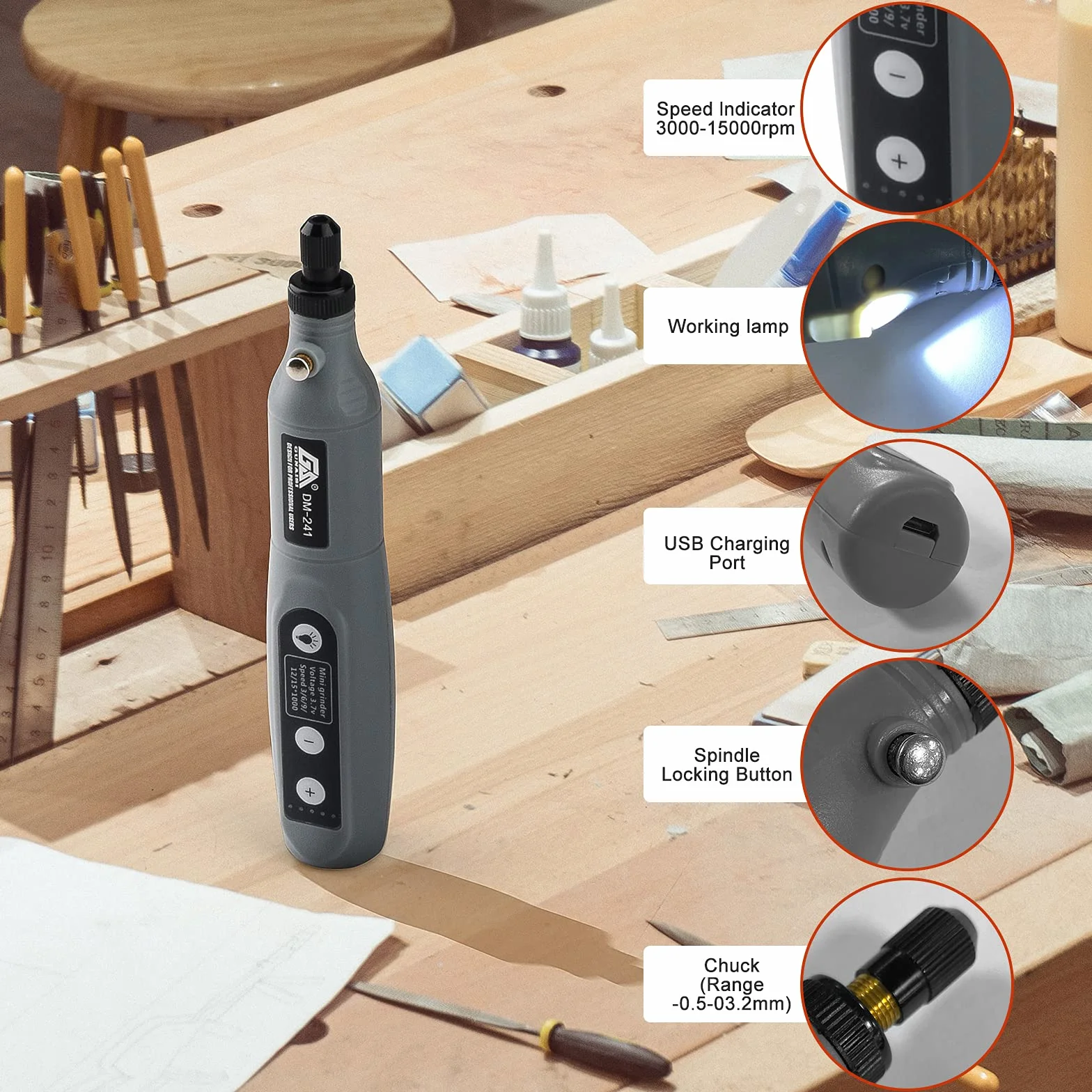 Bezprzewodowa mini wiertarka USB zmienna prędkość zestaw narzędzi DIY