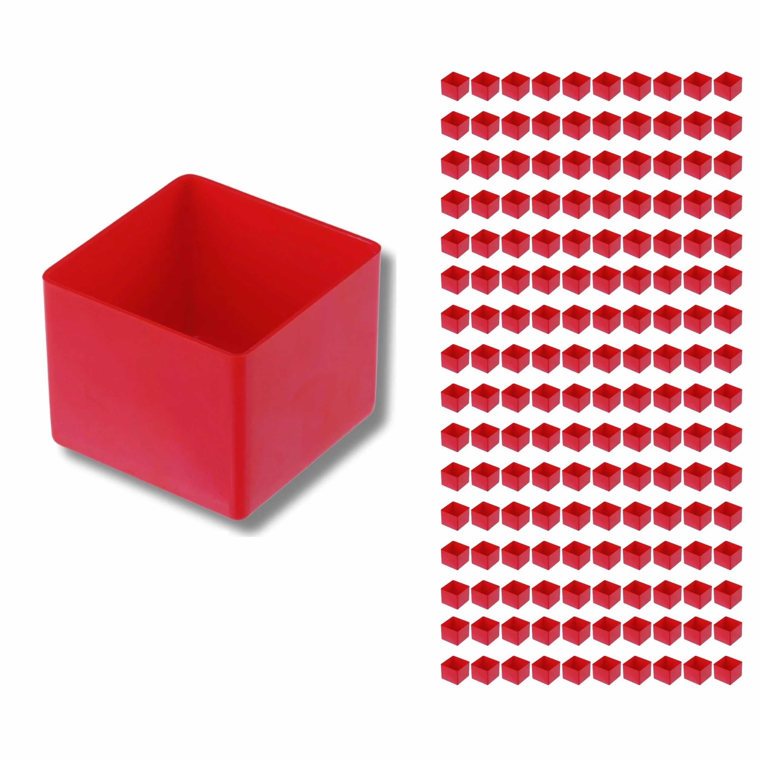 Hünersdorff 160 szt. pudełko wkładane 54 x 54 x 45 mm (dł. x szer. x wys.) - zestaw do indywidualnego wyposażenia pudełek asortymentowych, walizek na małe części, szuflad i szafek - czerwone