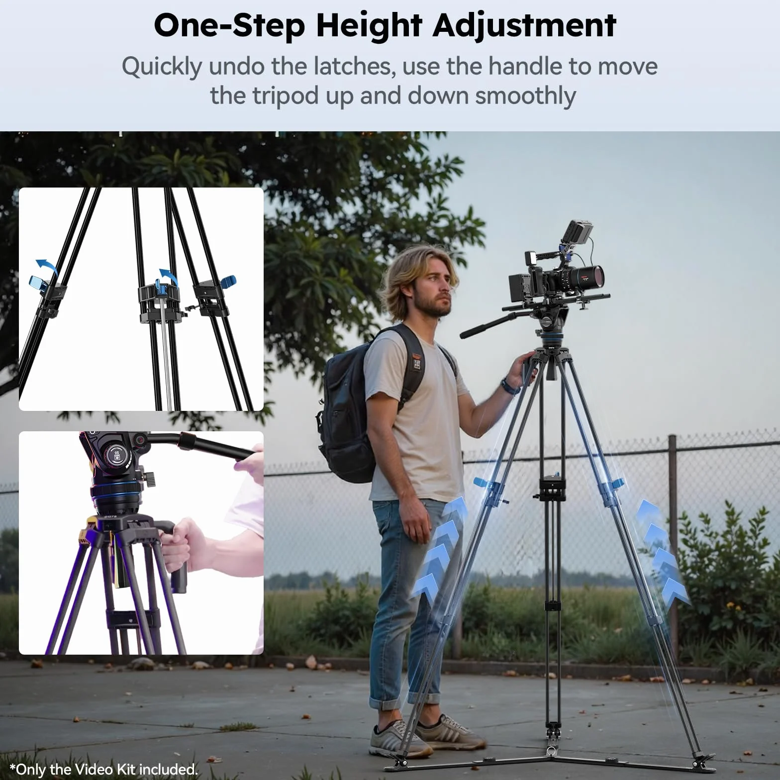SIRUI 70,1"/178cm szybki system statywu ze stopu aluminium do kamery, SQ75A+S5 statyw wideo z głowicą płynu hydraulicznego, ciągłe tłumienie, podwójny tryb płyty QR, maks. 8 kg/17,6 lbs
