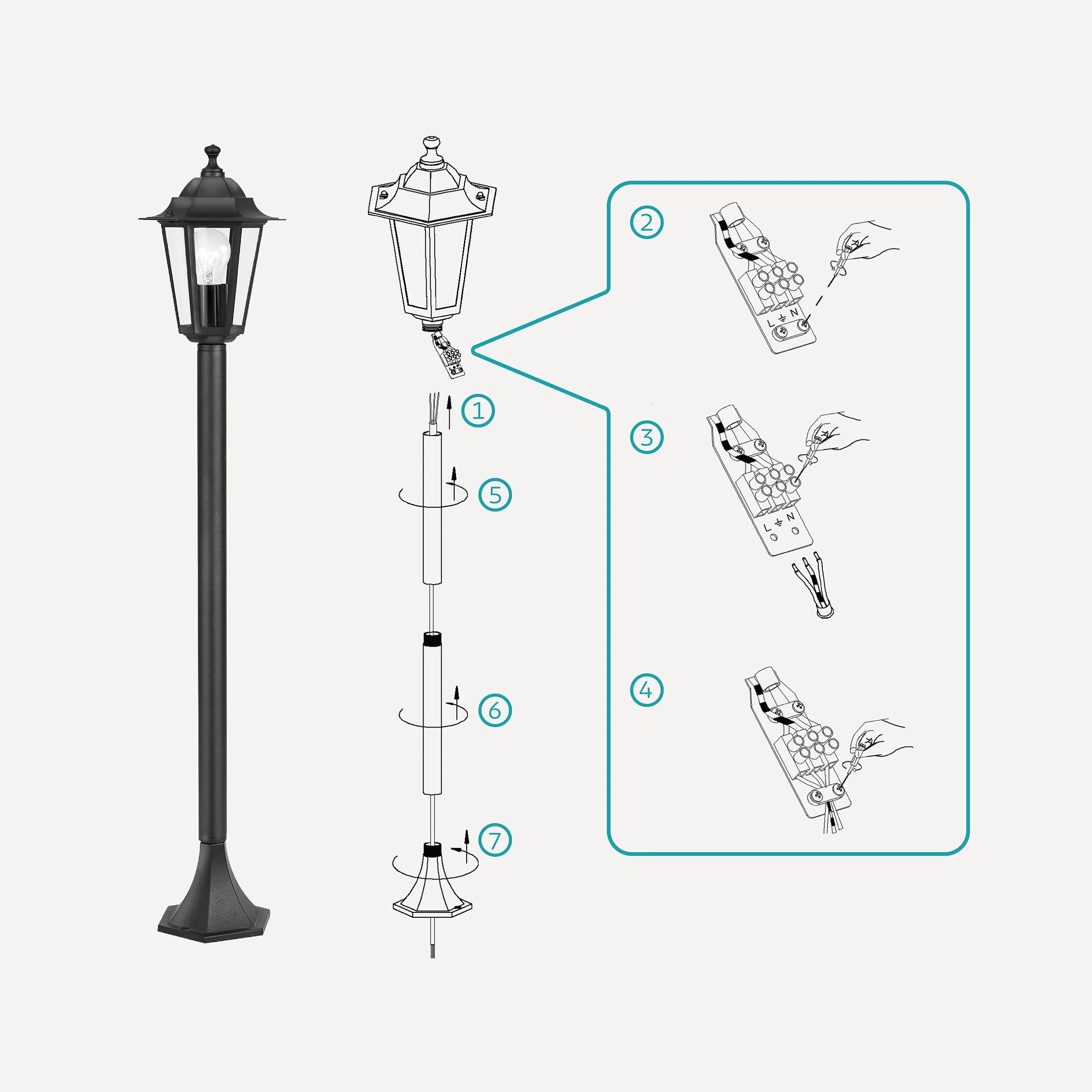 EGLO Laterna 4 lampa stojąca zewnętrzna 1-punktowa czarna aluminium E27 IP44
