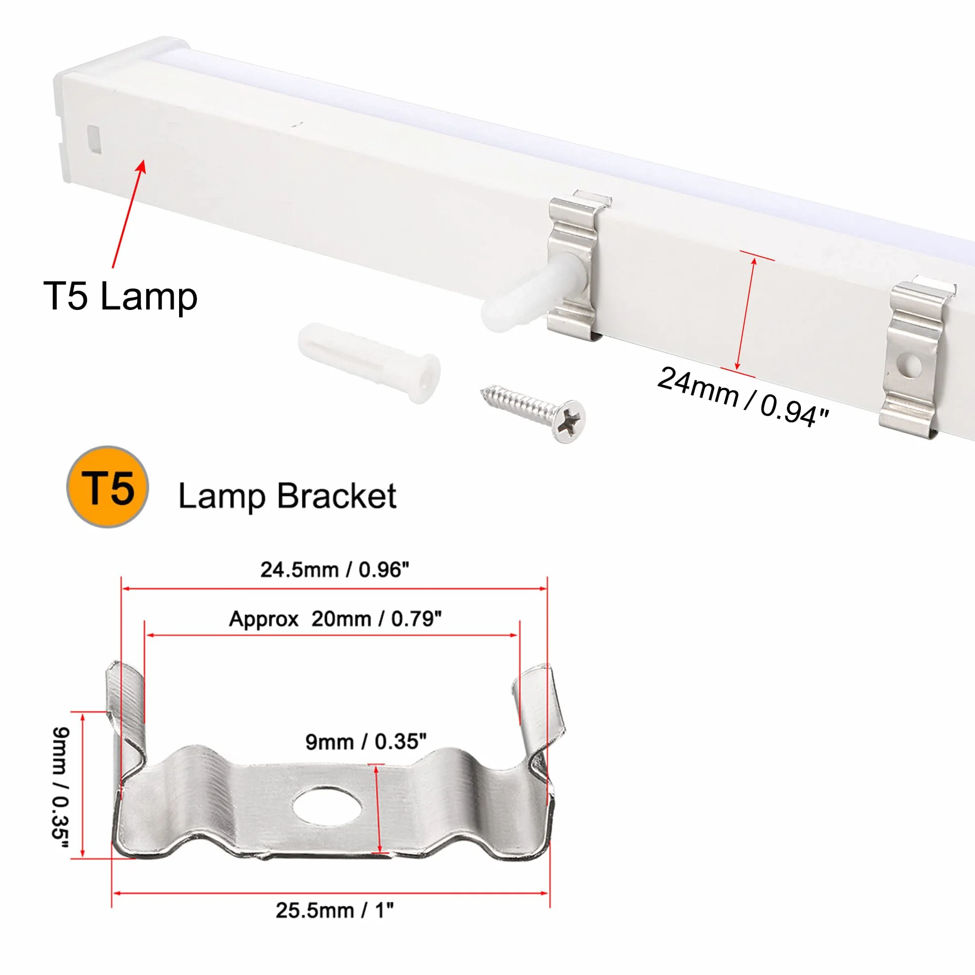 sourcing map T5 Klipsy Konsola Wisząca Świetlówka Rura Mocowanie Uchwyt Zaciski ze śrubami do żarówek LED Lampa sufitowa Zestaw 30 sztuk