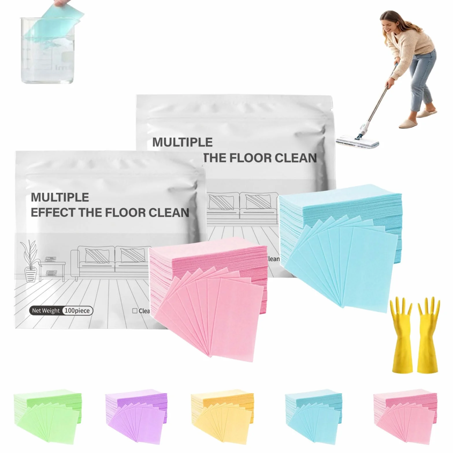 Tabletki do czyszczenia podłóg z wieloma powierzchniami, 2 pudełkami Multi-Surface Floor Cleaning Tablet, Clean-ing Solution Tablet, Multiple Effect the Floors Cleaner, koncentrated Cleaner for