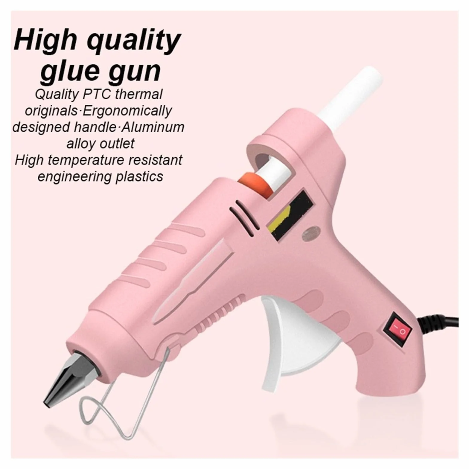 Pistolet Do Kleju Na GorąCo 20/60W Pistolet Do Klejenia Na Gorąco Mini Pistolety Przemysłowe Do Użytku Domowego Pistolet Kleje W Sztyfcie Elektryczne Narzędzie Do Naprawy Kleju Temperaturowego(L pink