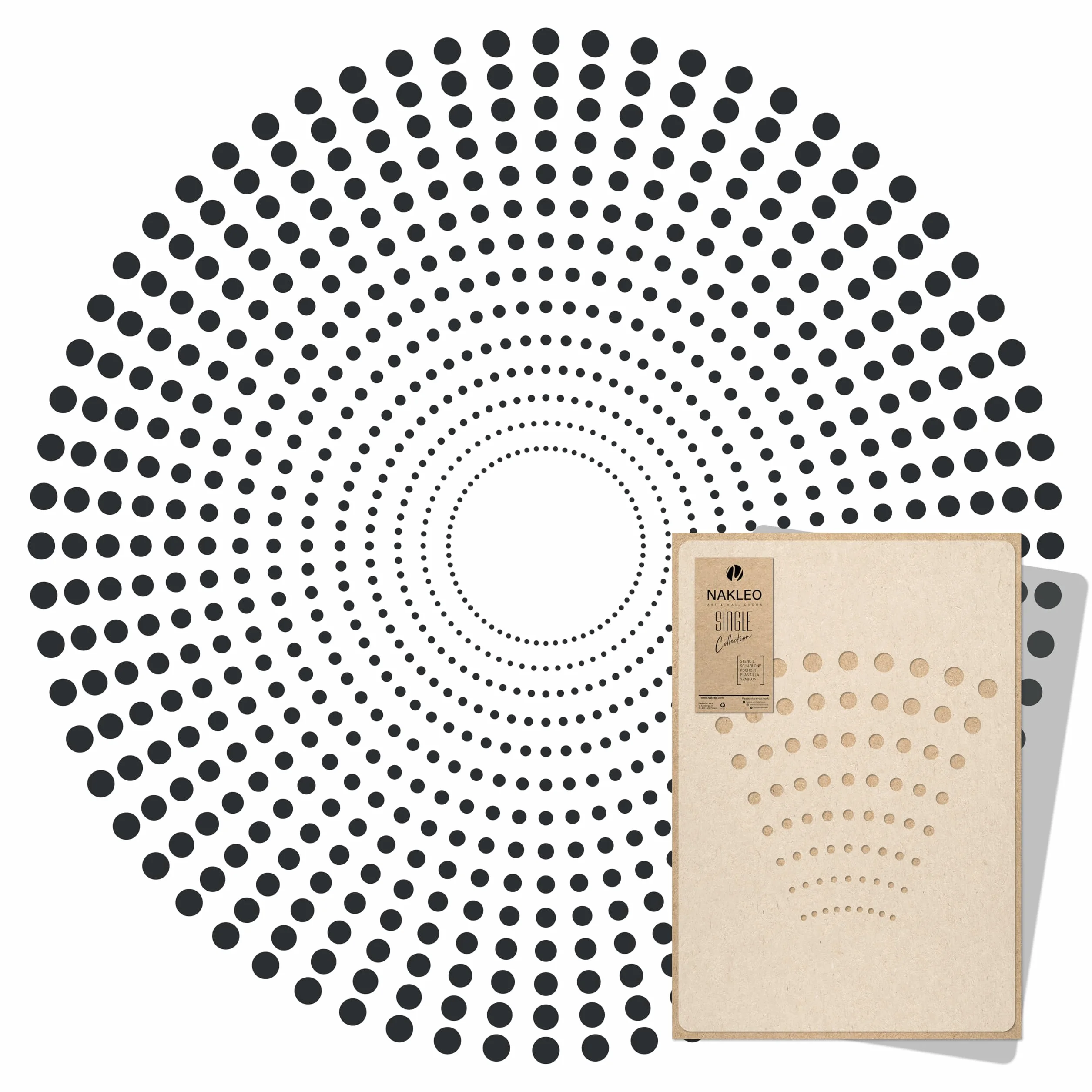 NAKLEO Mandala Szablon Malarski do Malowania Ścian Duży, 215 cm Mandala Kropkowa Koło Ornament Geometryczny, Wielorazowy Wielokrotny Plastik, Wzór DIY Dom Dekoracje, Papier Ściany Tkaniny Drewno Meble