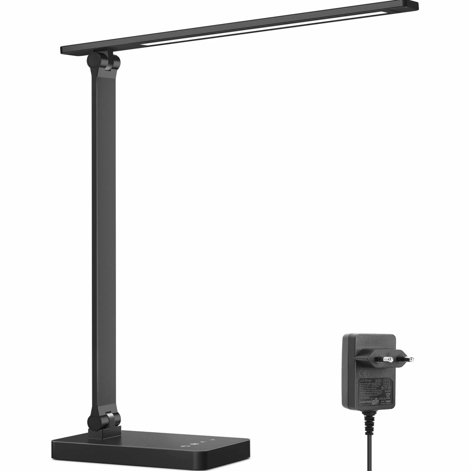 Lepro Lampa biurkowa LED, 450 lm, 3 kolory i 5 poziomów jasności, możliwość ściemniania, 3000-6500 K, światło dzienne z ochroną oczu, lampka nocna, lampka do czytania dla dzieci, do biura, czarna