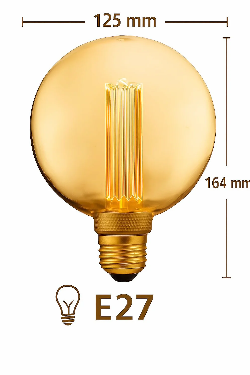 Greenandco Vintage Design Żarówka LED E27 G125 4W 200lm 1800K 230V Bursztynowa
