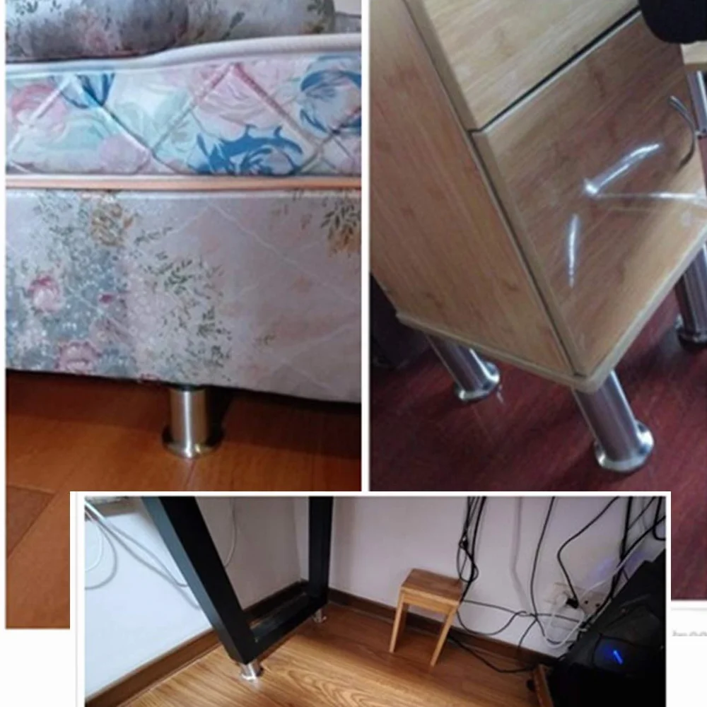 4 szt. Nogi meblowe Metalowe nogi stołowe ze stali nierdzewnej Stopki Okrągłe wymienne podstawki kanapy Sofa biurka Szafki łóżkowe Podstawki M8(15cm)