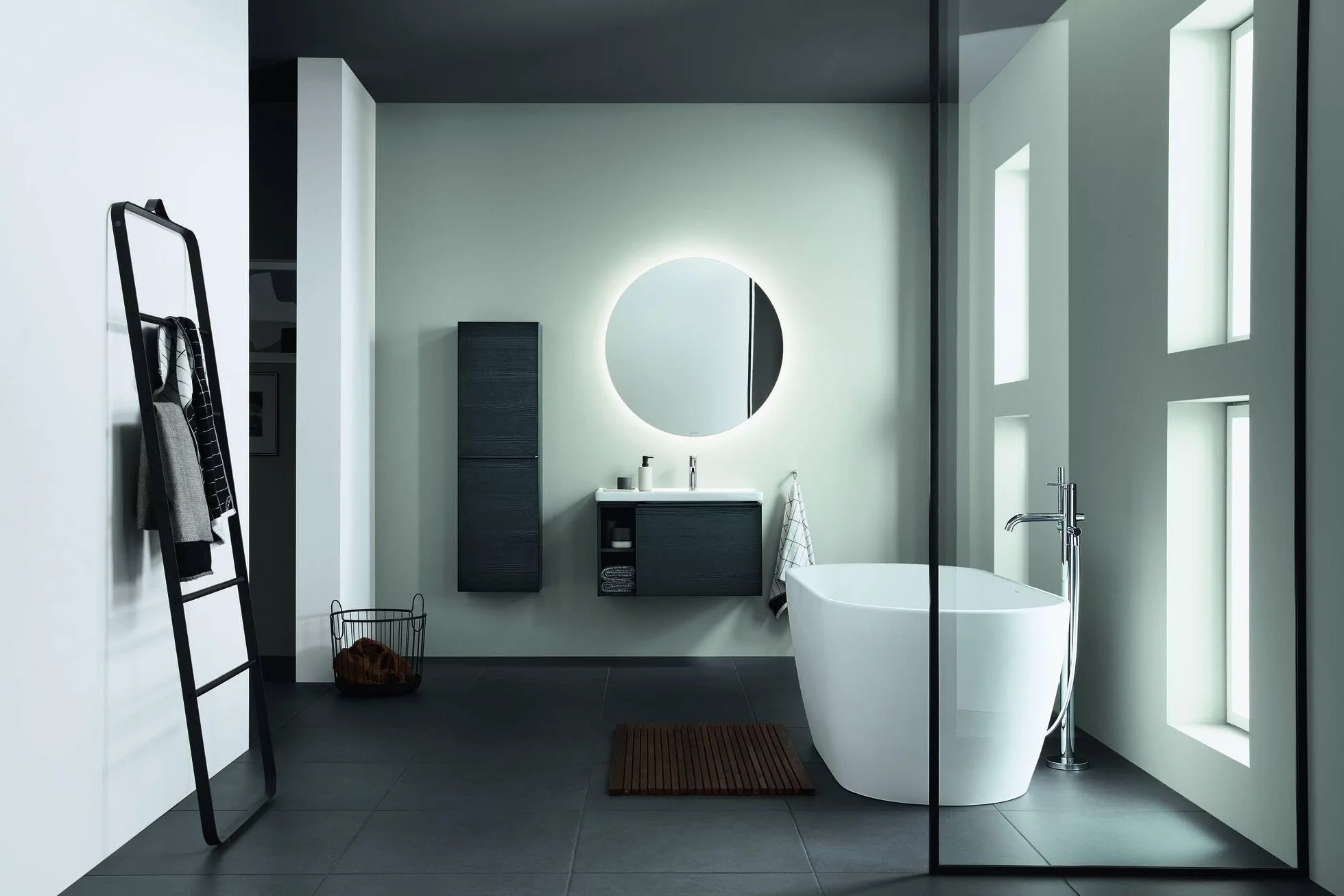 Duravit D-Neo Umywalka łazienkowa, Rozmiar M (wysokość ust 110 mm), Mikser umywalka łazienka z przesączkiem, chrom