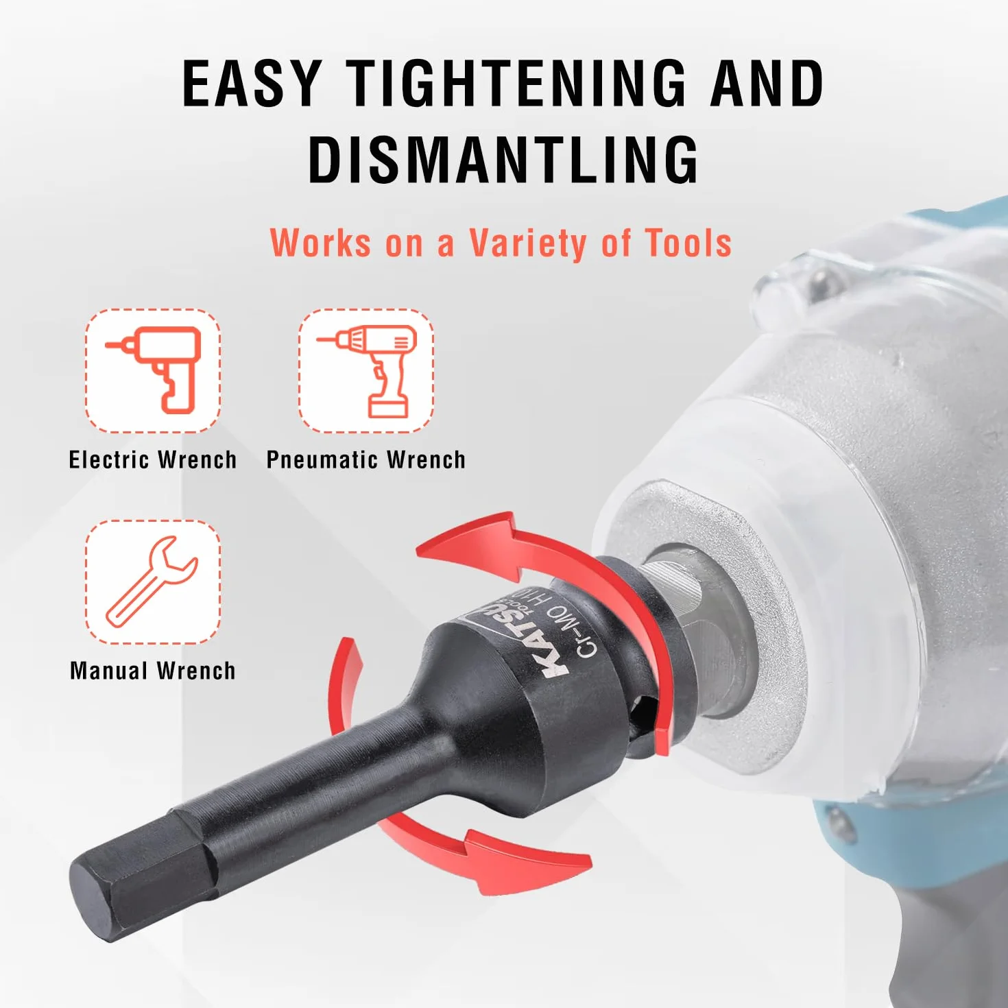 KATSU Tools Zestaw nasadek imbusowych 1/5.1 cm, 20 szt., rozmiar metryczny i imperialny, H6 - H19 i H1/10.2 cm - H3/10.2 cm, stal CR-MO, długość 78 mm 420413