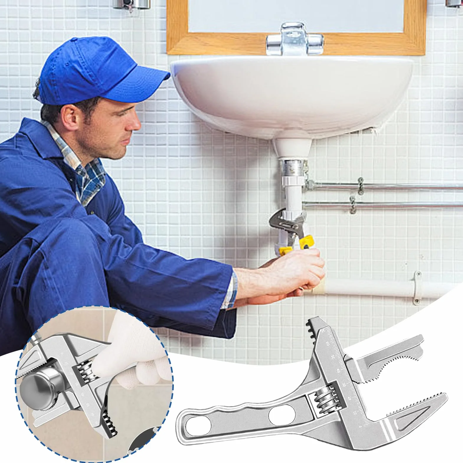Klucz umywalkowy, regulowany 0,5-7 cm, szczypce sanitarne, narzędzia robocze do rur elektrycznych, do samochodu, hydrantu, prysznica, zaworu odpływowego, kranu, do naprawy rowerów