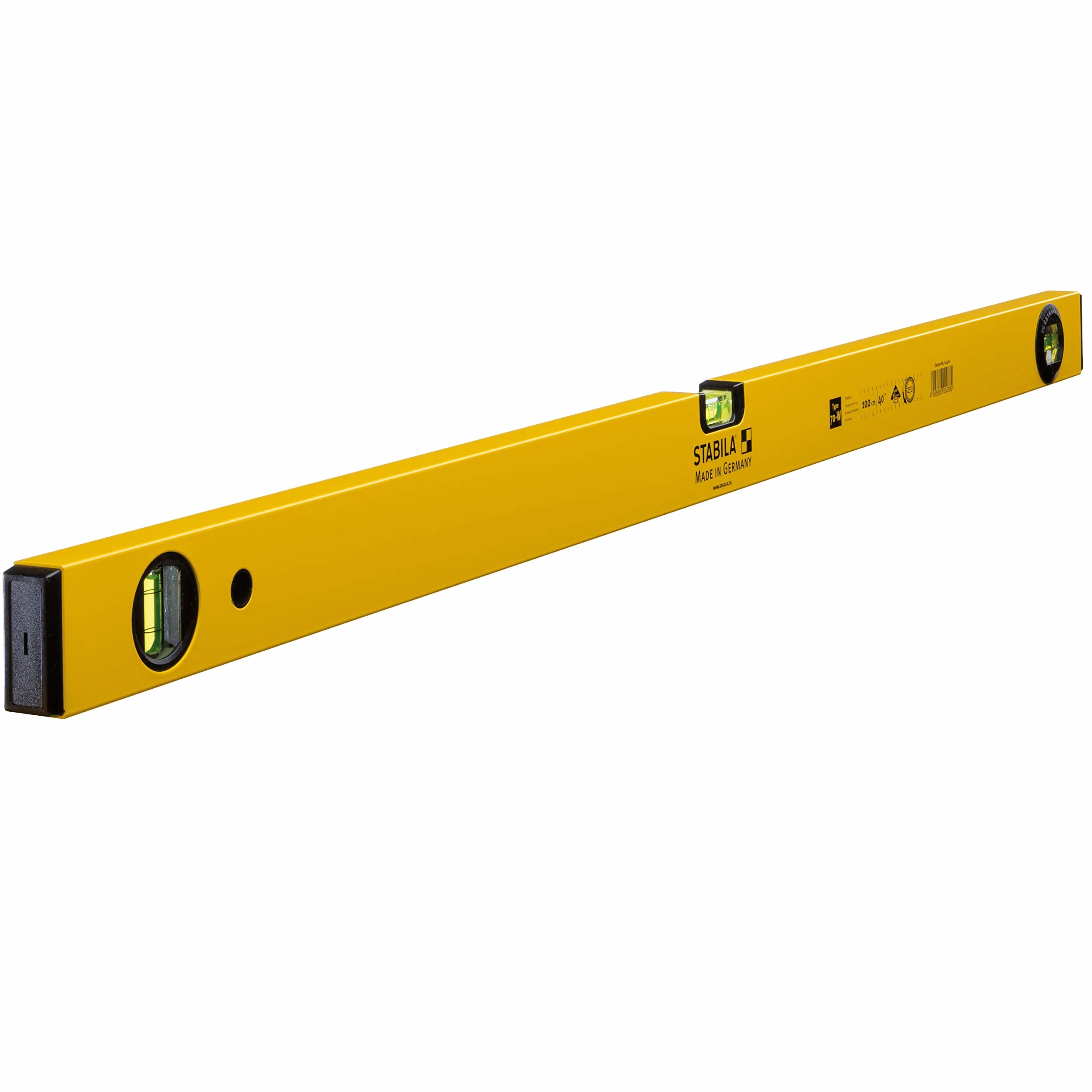STABILA Poziomica typu 70 W, 100 cm, lekki profil aluminiowy, 1 pozioma libela, 1 libelka pionowa, 1 obrotowa libelka kątowa, Made in Germany