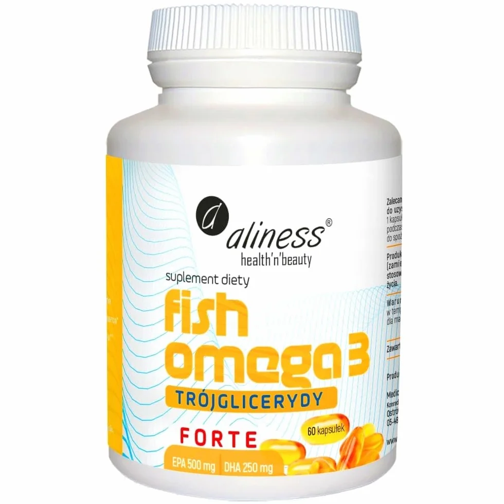 Aliness Fish Omega 3 FORTE Trójglicerydy Omega-3 EPA DHA Zestaw 2 x 60kaps