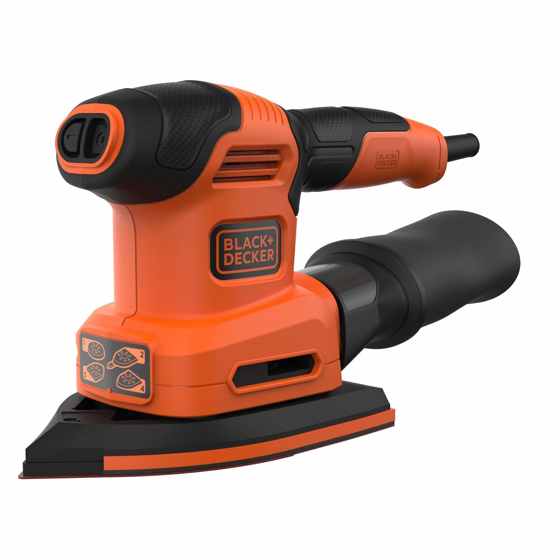 BLACK & DECKER Multi-lijadora 200W 4 en 1 12000 rpm 2mm orbita 165x100mm ø125mm 6 hojas