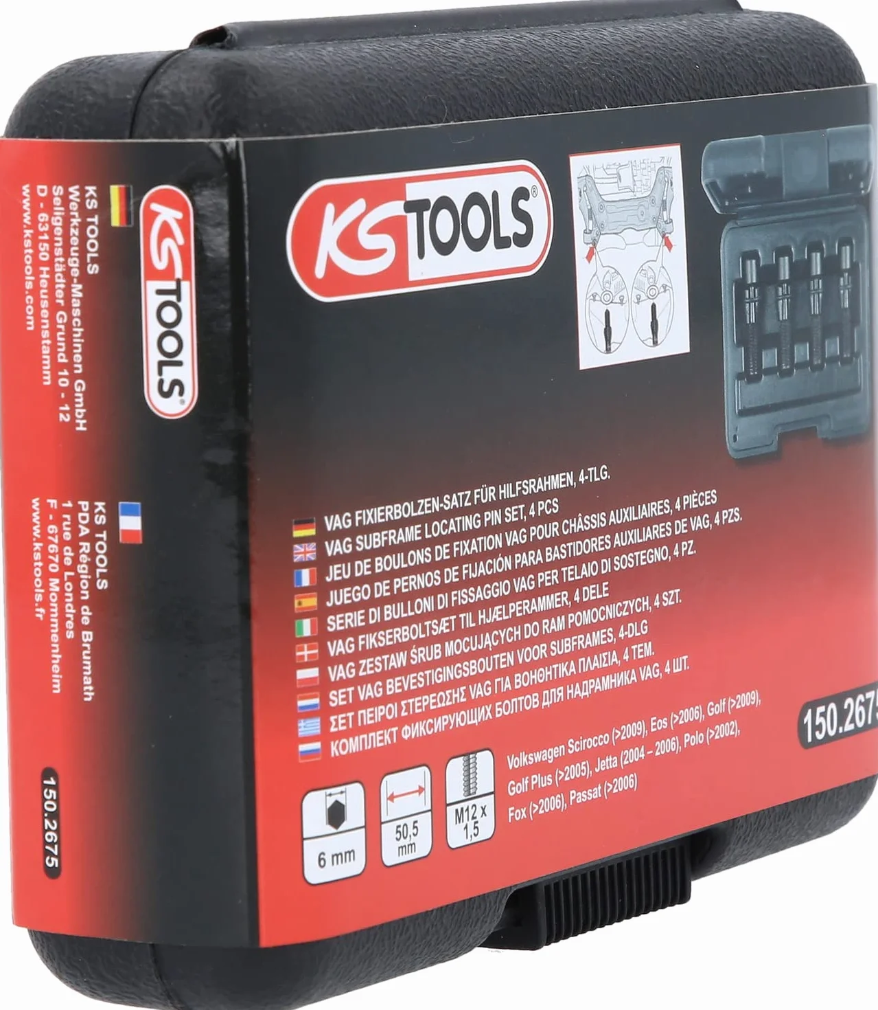 KS Tools 150.2675 VAG Zestaw śrub mocujących do ram pomocniczych, M12x1,5, 4-szt