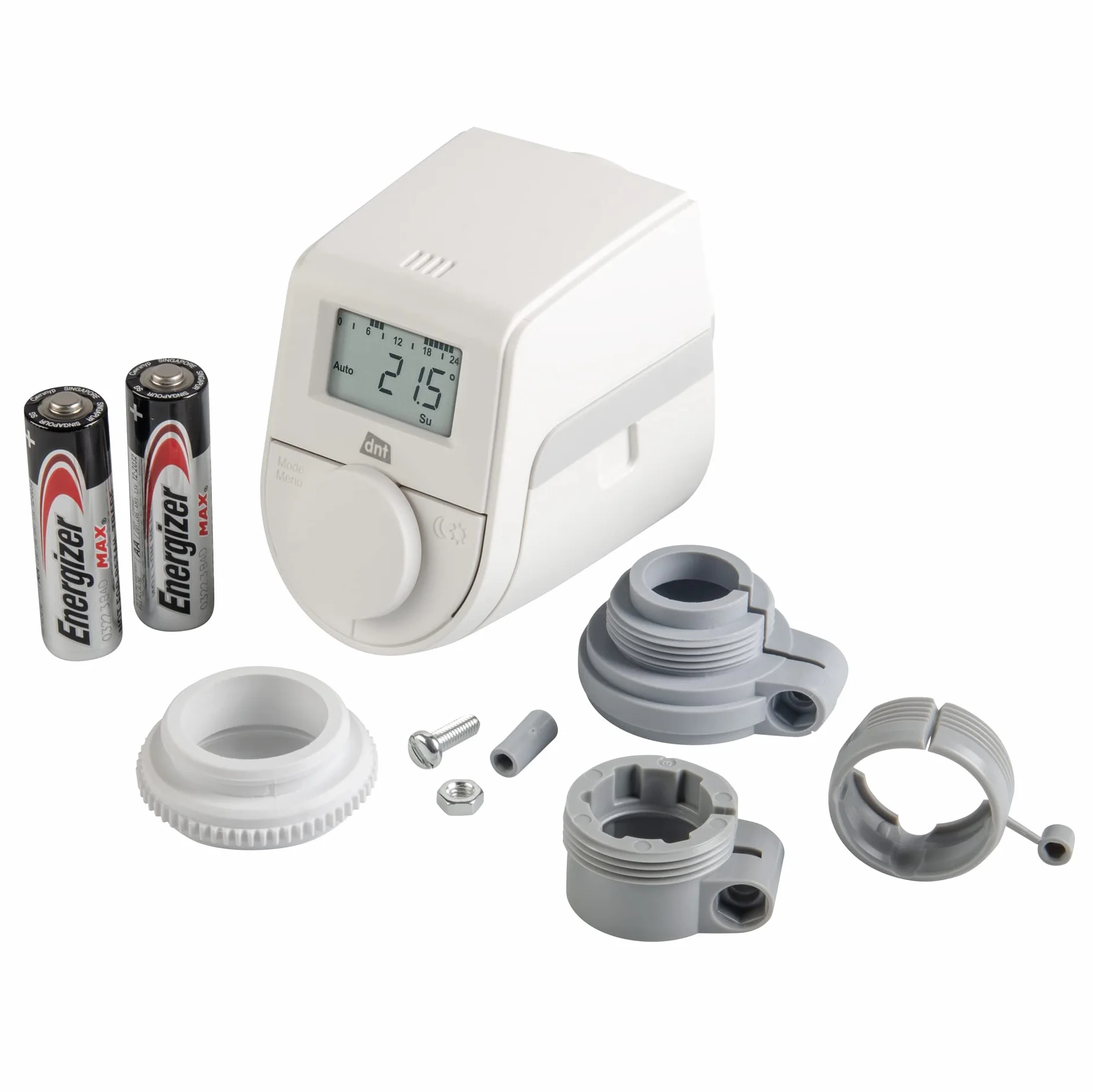 dnt Termostat grzejnikowy ThermoTune, elektroniczny termostat do ogrzewania, oszczędność do 30% kosztów ogrzewania, ochrona środowiska i oszczędność energii, DNT000016, biały