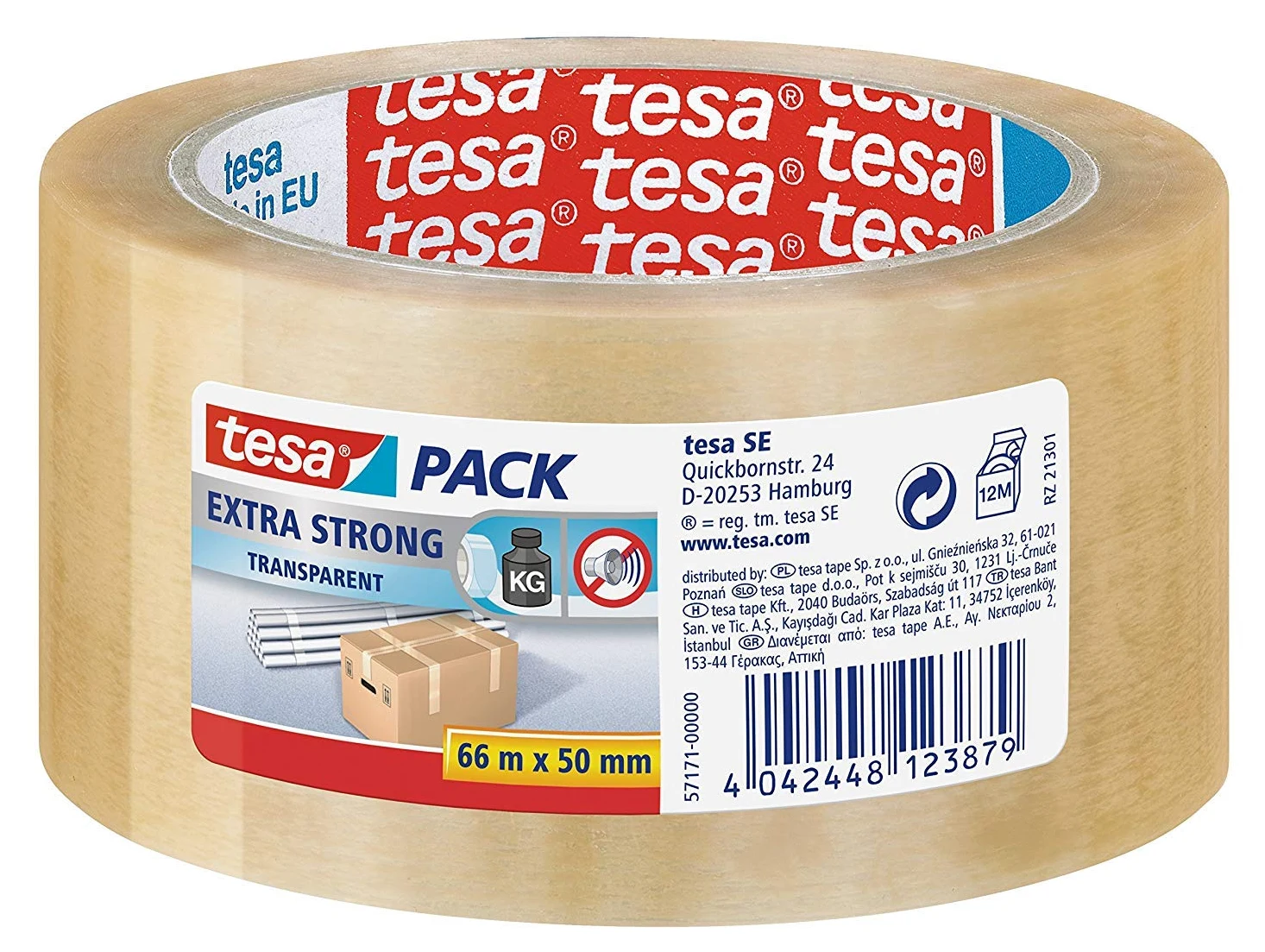 Tesa Taśma klejąca, PCW, wysoka przyczepność, 50 mm x 66 m, przezroczysta, 6 rolek