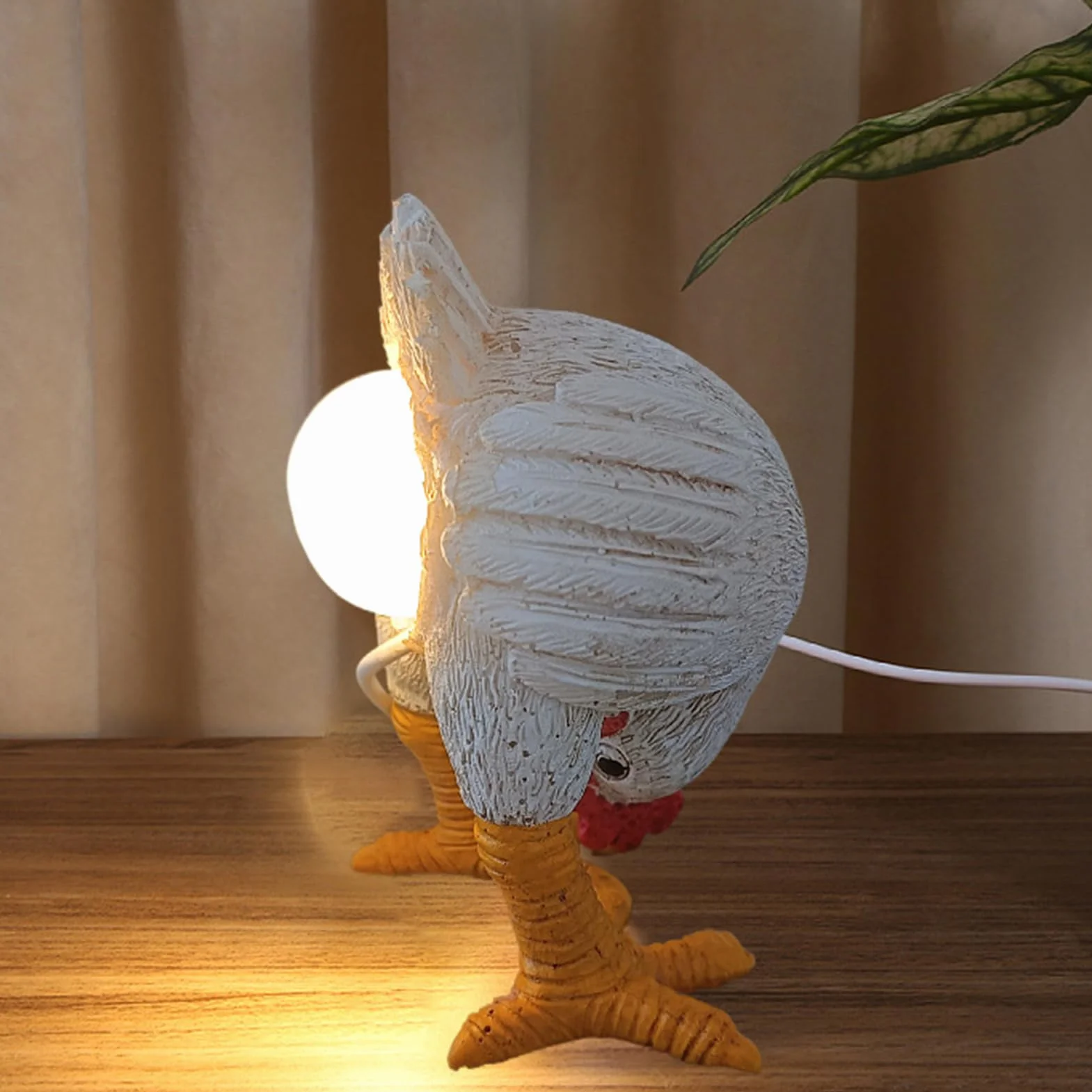 Cute Night Light, Novelty Lamp, Resin Decorative Chicken Lamp with Egg Detail, Funny Home Decor for Bedroom, Easter, Christmas, Birthdays, Thanksgiving, Tabletop Accent, 1 Piece