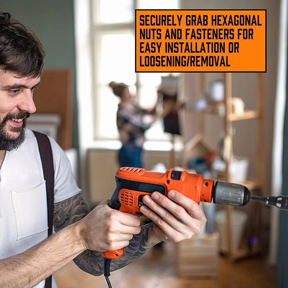 SEDY 12-częściowy zestaw wkrętaków magnetycznych – wysokiej jakości wkrętarka udarowa z nakrętką sześciokątną, zestaw główny, SAE i metryczny, szybka wymiana 1/4 cala