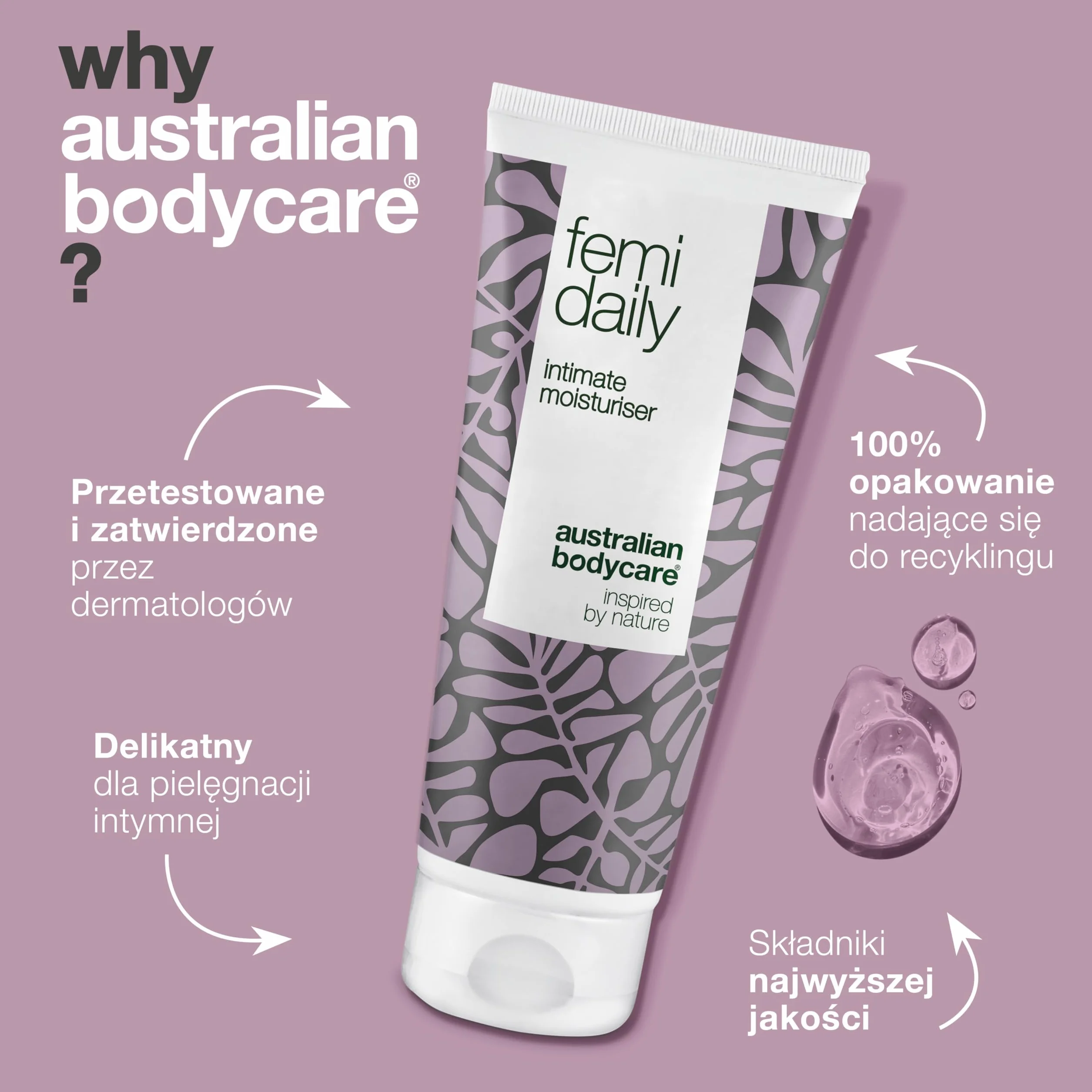 Australian Bodycare Femi Daily, 100ml | Żel do pielęgnacji i dbania o dobre środowisko partii intymnych | Zwalcza nieprzyjemny zapach, dyskomfort i suchość | Z 100% Olejkiem z Drzewa Herbacianego