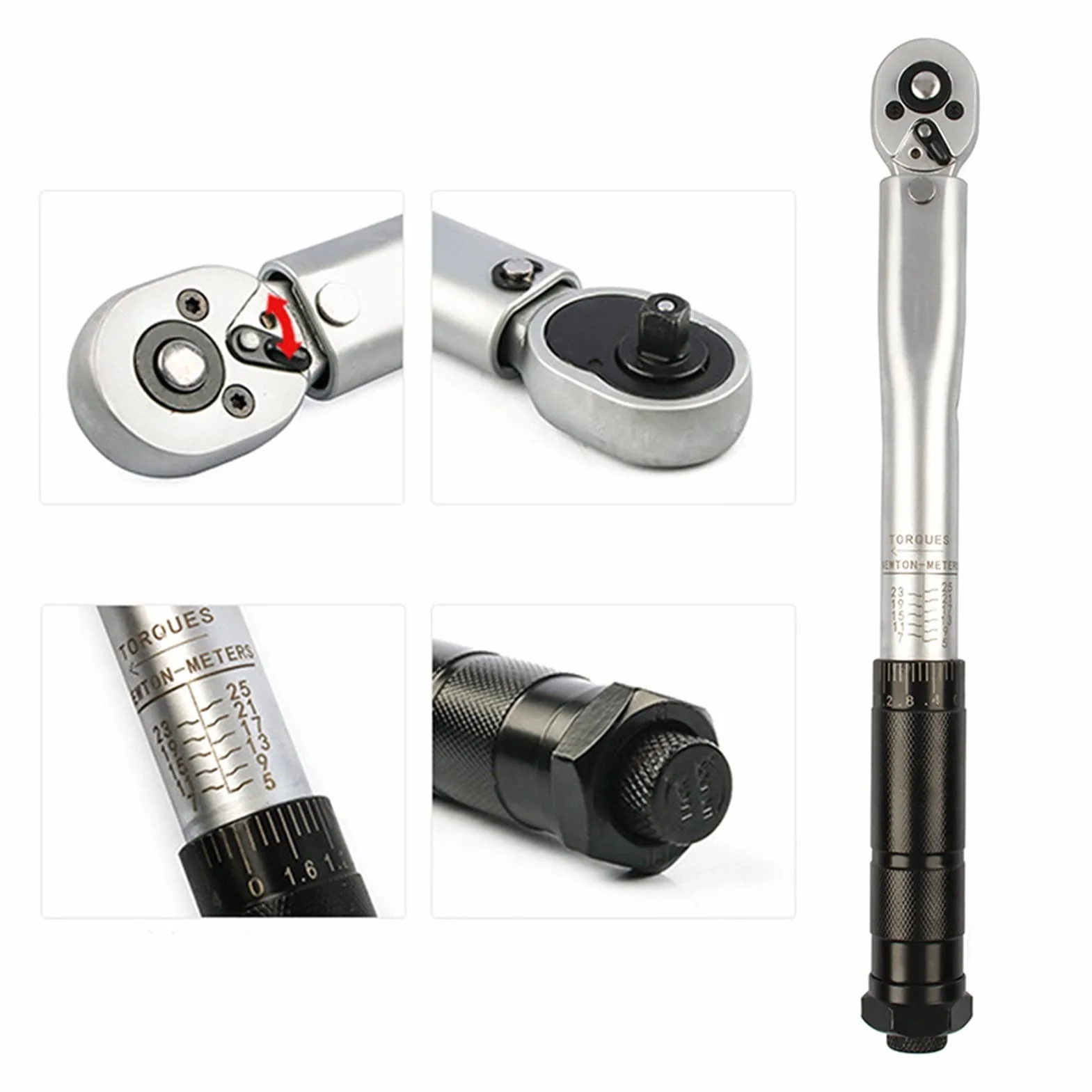 Cyfrowy klucz dynamometryczny 1/2 Klucz obrotowy Rower Kwadratowy Dysk 40-210 N.M Dwuosobowy precyzyjny Szybkozwy Off Ratchet Klucz Spanner Narzędzia do ręki ze wskaźnikami LED o dokładności ±1%.