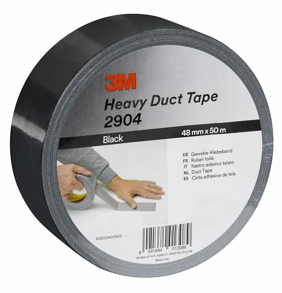 3M Taśma klejąca o wysokiej wydajności 2904, wyjątkowo elastyczna, mocna taśma Gaffa, 48 mm x 50 m, czarna
