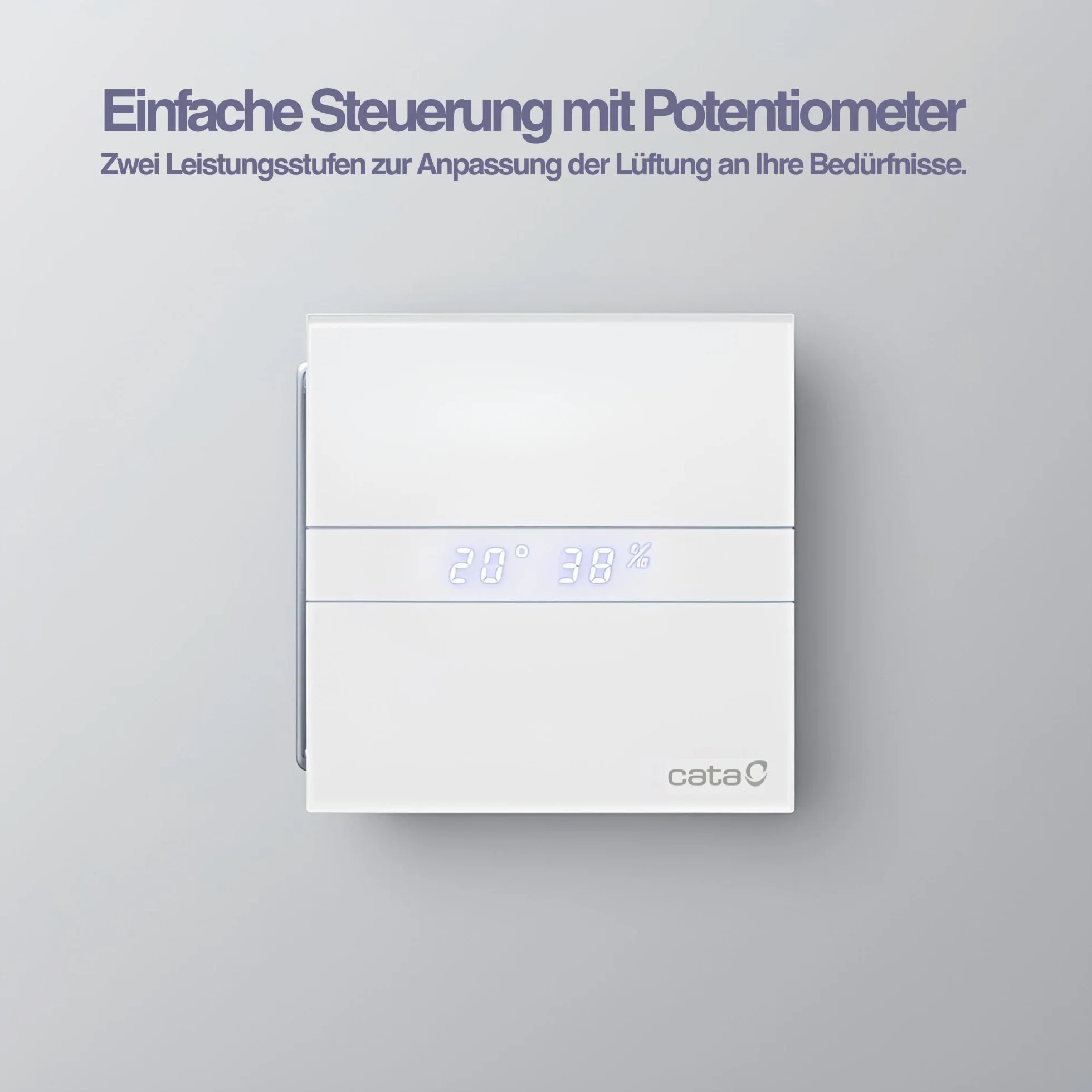 E-120 GTH - wentylator wyciągowy łazienkowy - seria E Glass Hygro - szklany front - timer i czujnik wilgotności - klasa energetyczna B - cichy wentylator wyciągowy - szerokość 17 cm - Cata