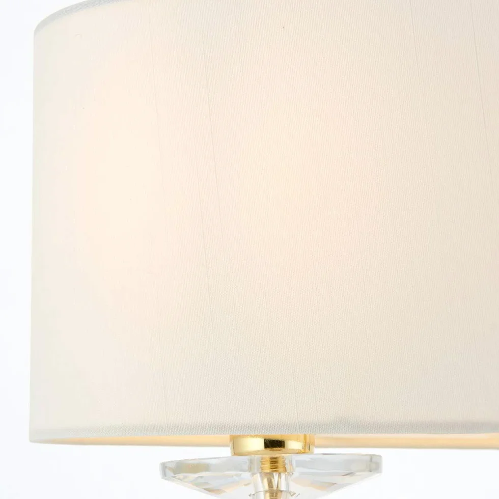 1570 mm podłoga i 540 mm pasujący zestaw lamp stołowych | Mosiądz, kryształ i vintage biały odcień Twin | Nowoczesny styl ładny salon salon sypialnia przy łóżku podwójne światło zestaw | Wolnostojący