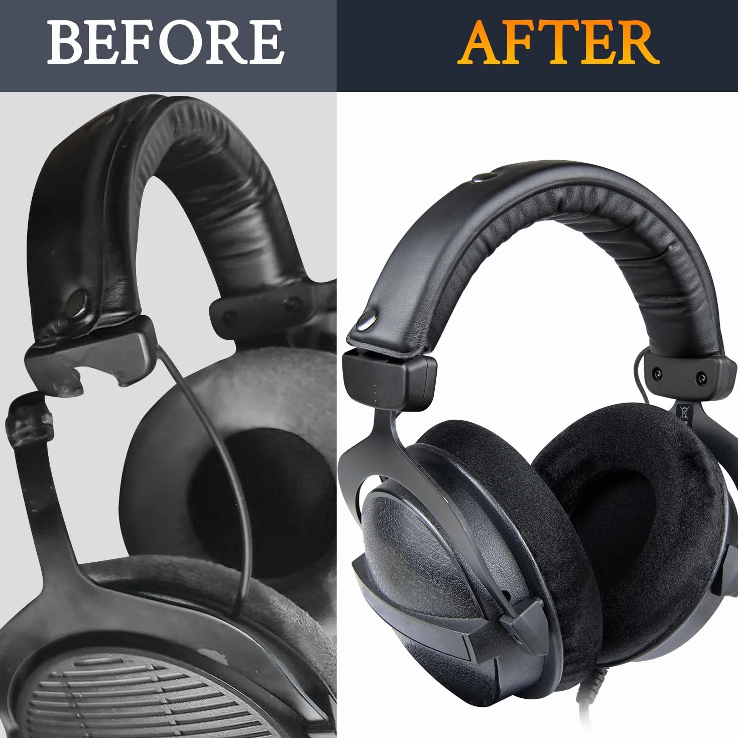 SOULWIT Suwak osłony bocznej pałąka na głowę do Beyerdynamic DT 770/DT880/DT990 Pro, DT770/DT880 Pro HT, DT790/DT797, HS200 Dyn/Rotor/Trend słuchawek, zestaw naprawczy z zaślepkami