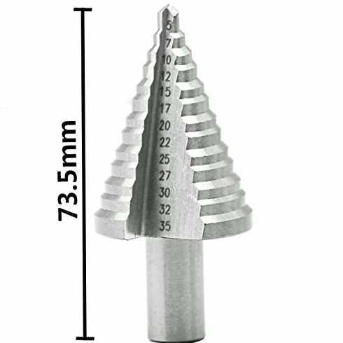 HSS wiertło stopniowe [Ø 5-35 mm] I trzon trójkątny 13 mm, idealne do metalu, drewna, tworzyw sztucznych - 13 stopni wiertła stożkowego
