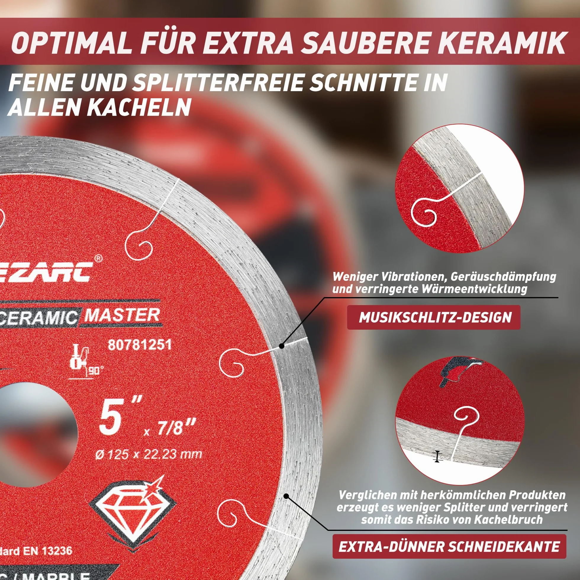 EZARC Super cienka diamentowa tarcza do cięcia 125 mm.