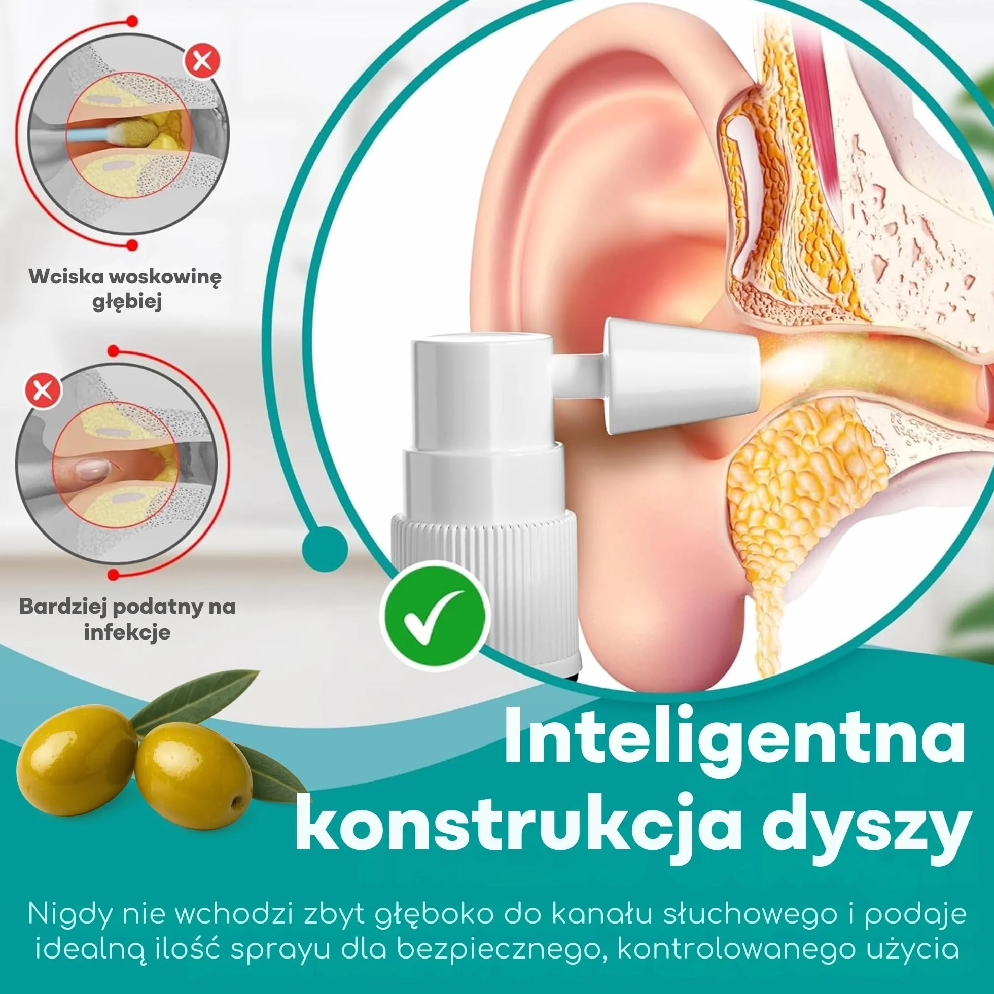 Medi Grade Olejek do Uszu w Sprayu 20ml Naturalny na Zatkane Uszy Usuwanie Woskowiny