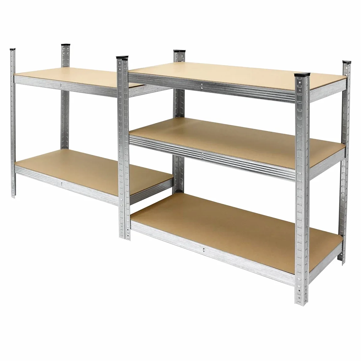 ECD Germany Regał Warsztatowy Do Dużych Obciążeń - 200x100x50 cm - Ocynkowany - Nośność Do 750kg - 5 Paneli MDF - Magazynowy Bezsrubowy Piwniczny Garażowy Metalowy