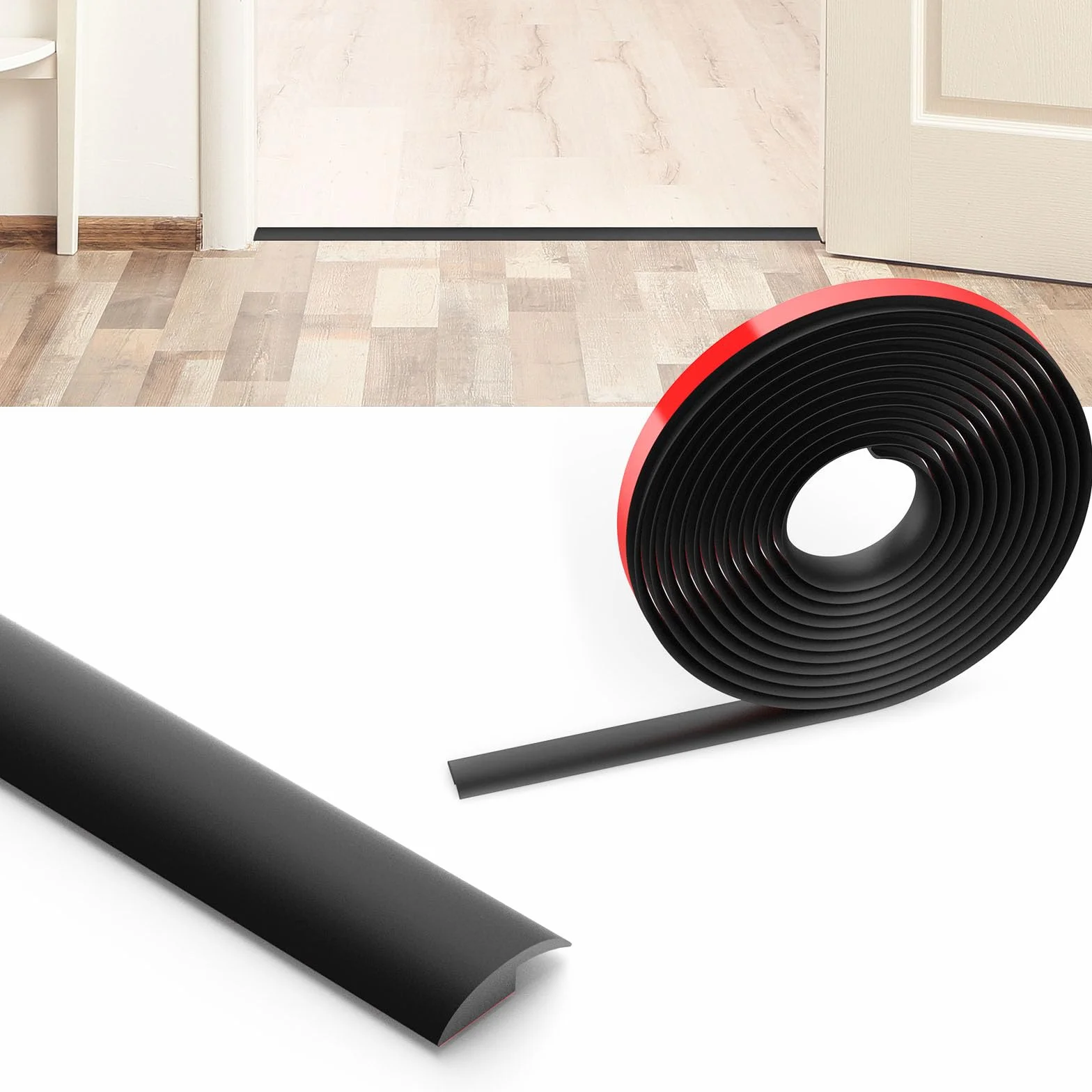 Flintronic Listwa przejściowa do podłóg laminowanych 1,2 m, Listwa dzieląca podłogę PVC, Listwa przejściowa, Samoprzylepna listwa progowa, Listwy progowe do drzwi do łączenia podłogi, Dywanu, 5 mm