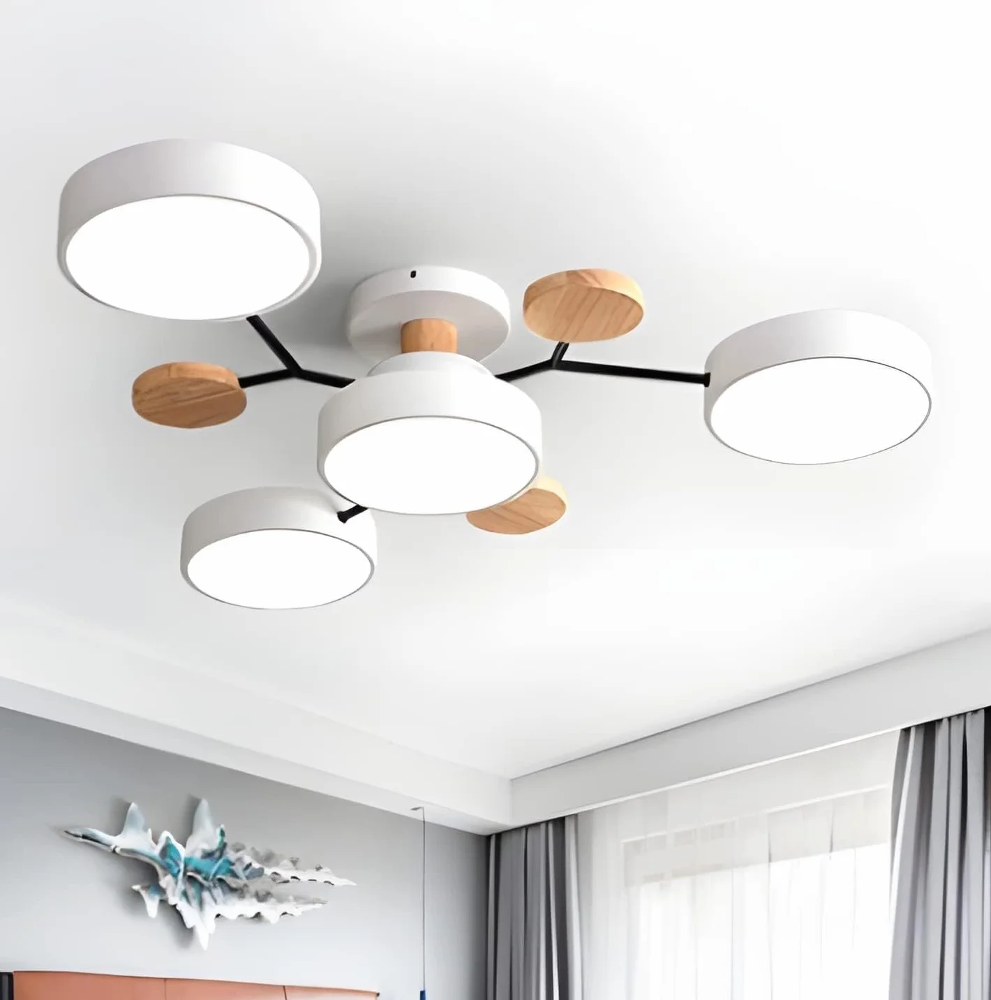 Akrylowa okrągła wisząca lampa sufitowa LED, oświetlenie LED w pobliżu opraw oświetleniowych do salonu, jadalni, sypialni, przedpokoju, kuchni (biała - 4 s)