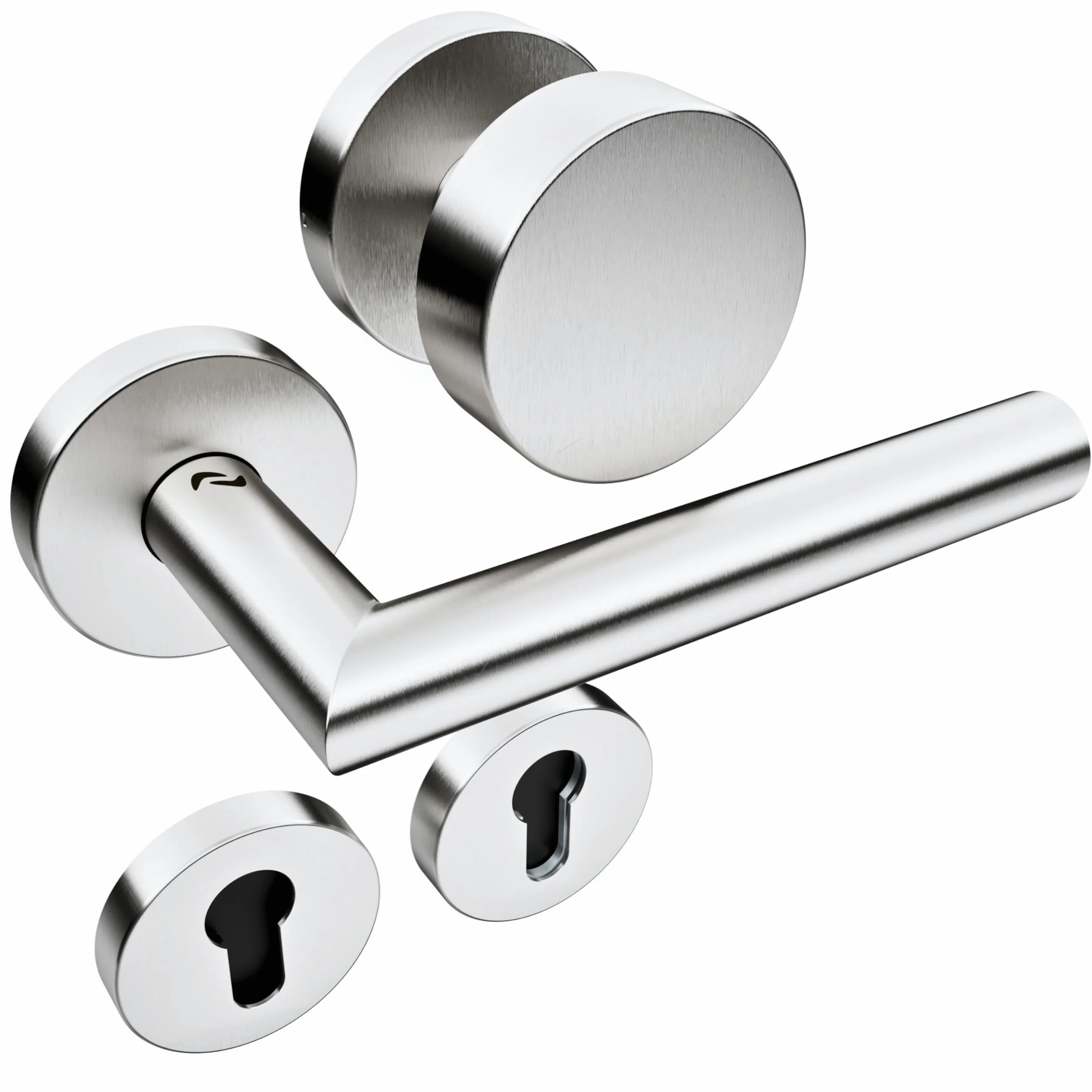 Sempro Livia R2 Zestaw klamek ze stali nierdzewnej z nieruchomą gałką na rozetach okrągłych 8x8 10x10 mm