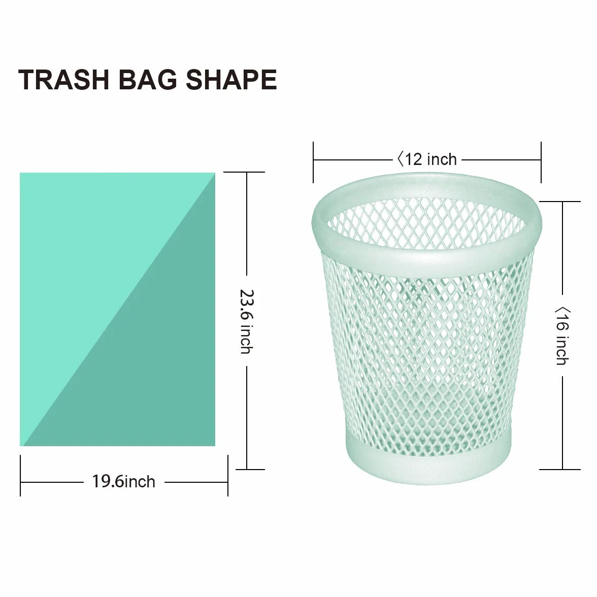 Worki na śmieci 25L, Müllbeutel, Biodegradowalne Worki na śmieci, Worki na Odpady Domowe, Organiczne Torba na śmieci do Kuchni(W50xH60cm, 150 Szt, Zielony)
