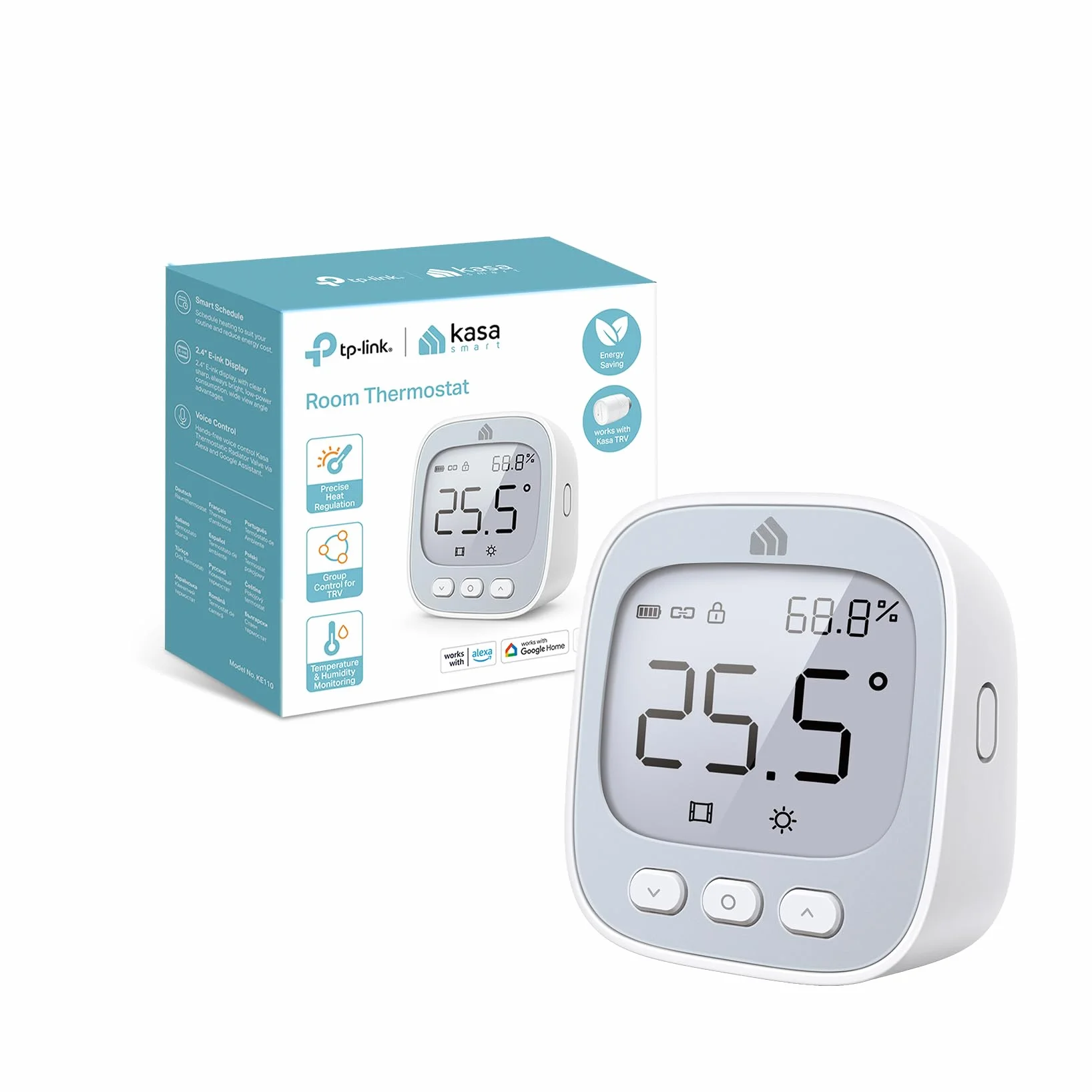 Kasa Monitor temperatury i wilgotności KE110 E-Ink 2,4" szwajcarski czujnik wysoka dokładność
