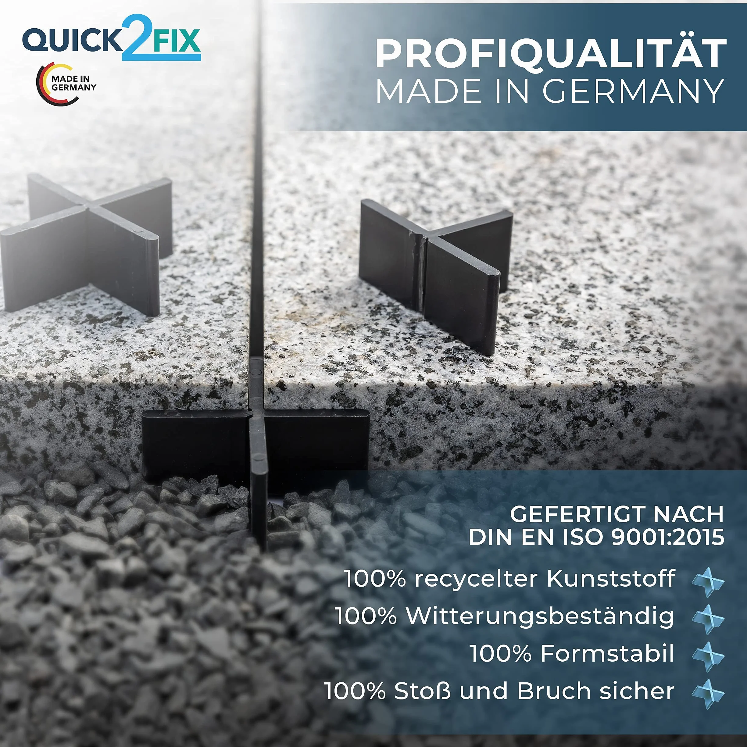 4 mm Profi - Krzyże do fug do płyt tarasowych 4 mm x 20 mm (szer. x wys.) - 100 sztuk do układania na zewnątrz. Z planowanym miejscem złamania można używać jako trójnik - Made in Germany