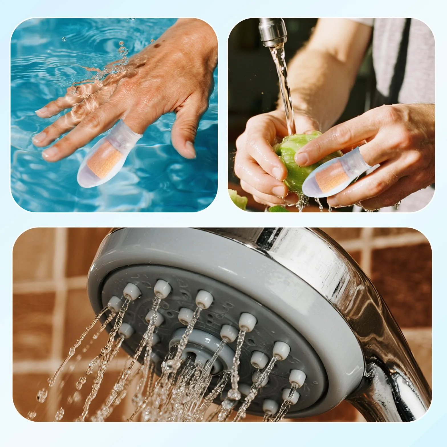 4szt Wodoodporne Ochraniacze na Palce, Wielokrotnego Użytku Silikonowe Wodoodporne z Bandażem Pielęgnacyjnym do Prysznica Pływania Pedicure Manicure Moczenia Paznokci i Ochrony Ran