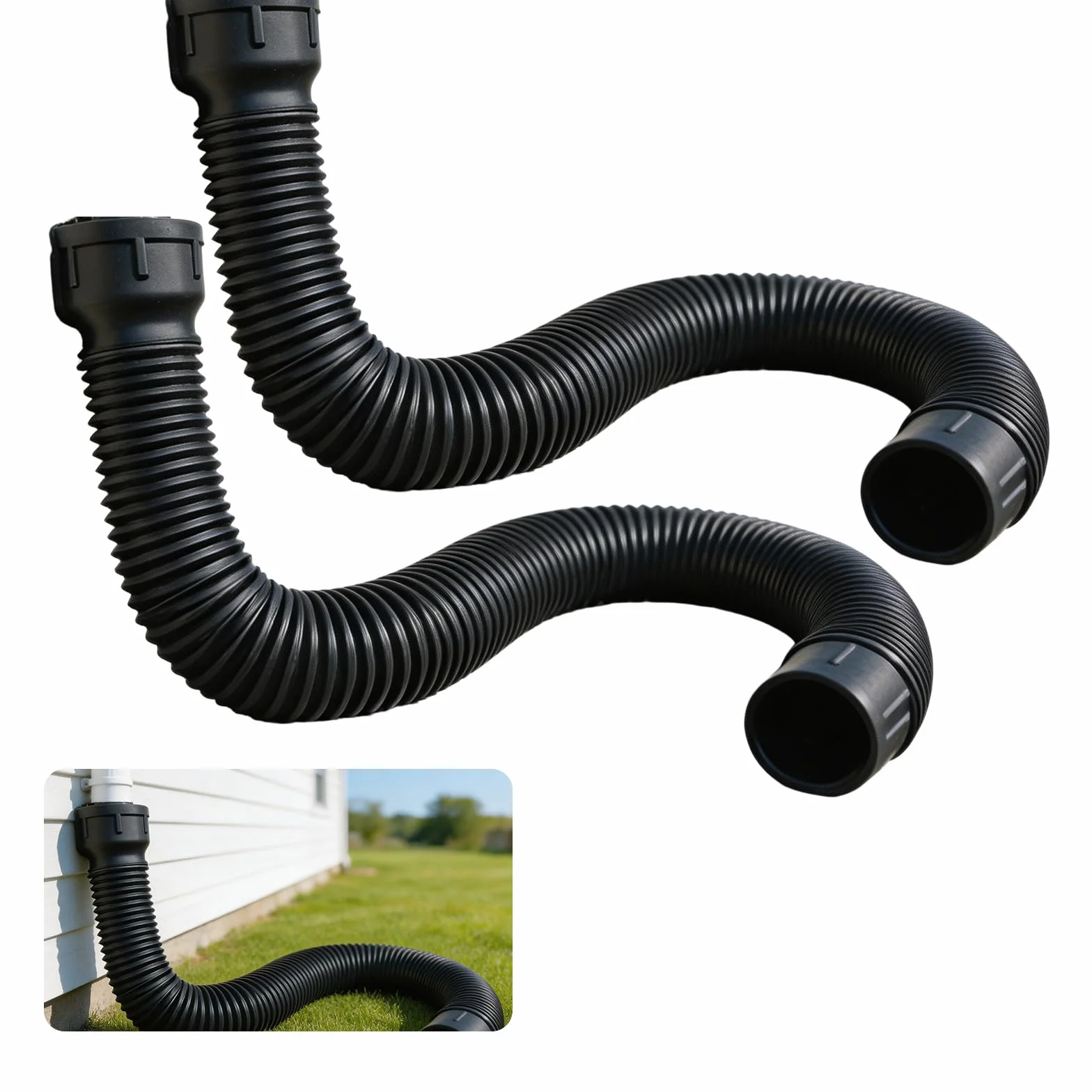 Elastyczna rura spustowa 80/100 mm przedłużenie zestaw rozszerzający 38-150 cm 2 sztuki