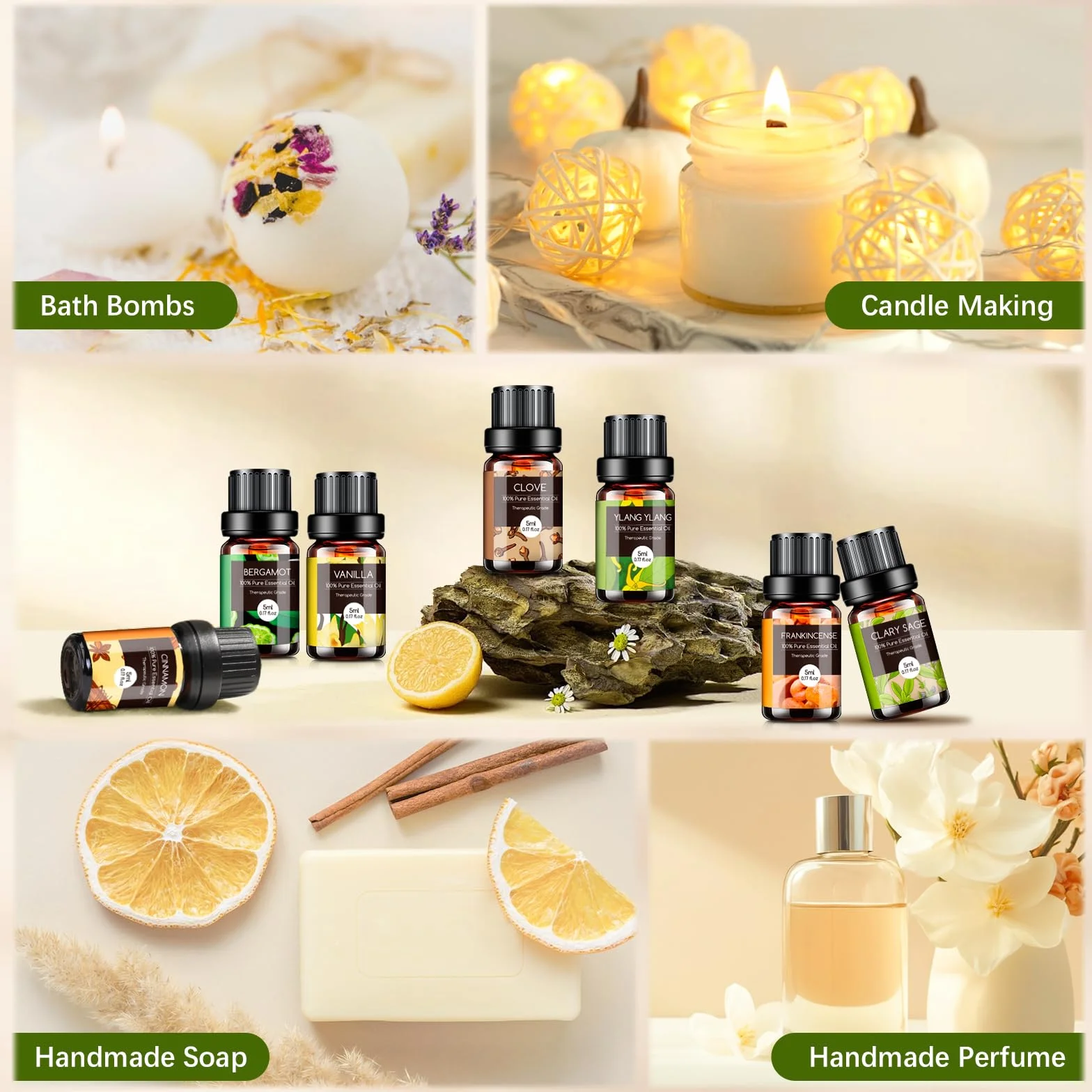 Aeshory Zestaw Olejków Eterycznych 20 X 5 ml, 100% Naturalny Czysty Olejek Eteryczny Do Aromaterapii Do Dyfuzorów Domowych, Nawilżaczy, Do Relaksu, Czyszczenia, Wyrobu Mydła I Świec
