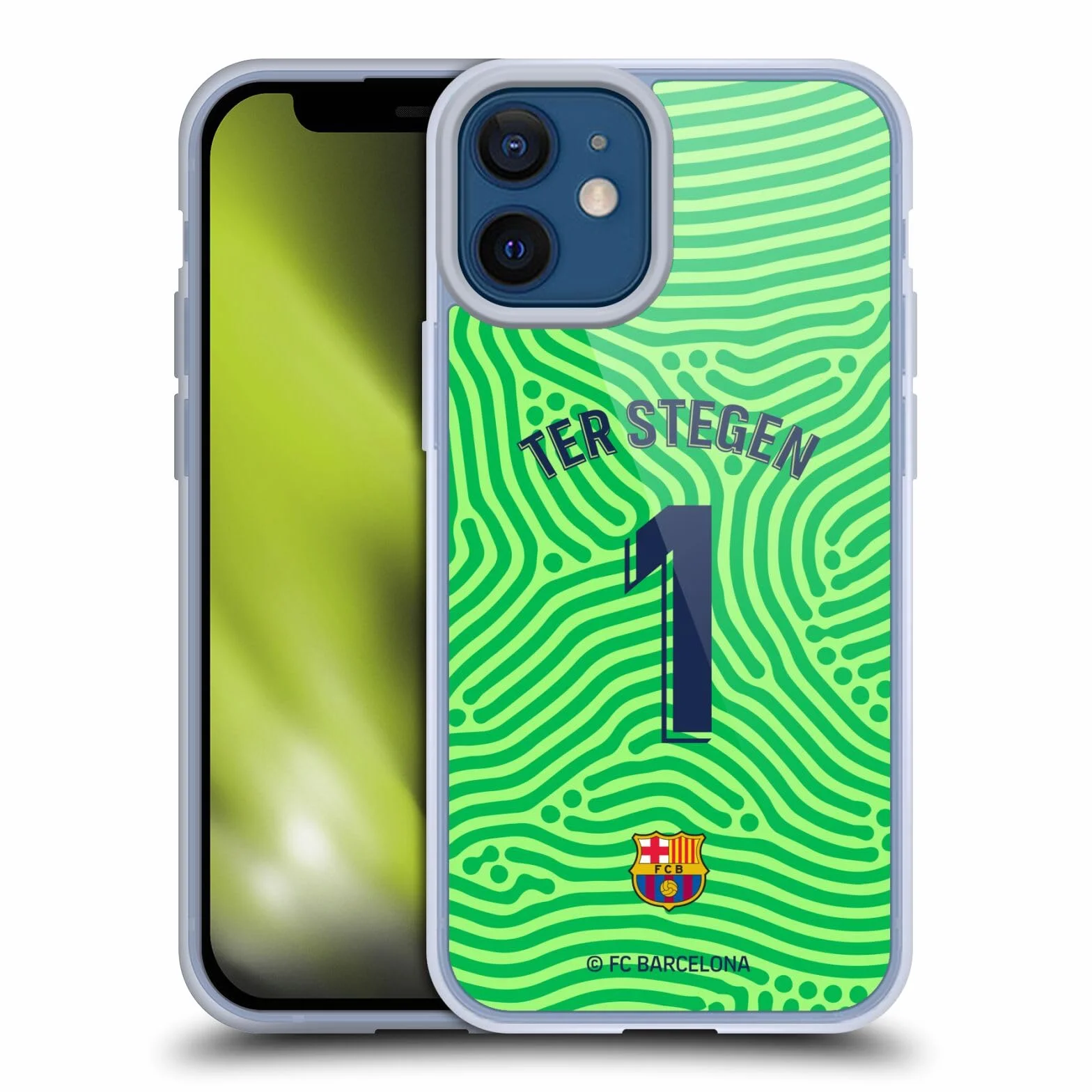 Head Case Designs Oficjalnie Licencjonowany FC Barcelona Marc-André ter Stegen 2020/21 Gracze Zestaw Domowy Grupa 1 Etui Zelowe [Ochrona Wojskowej Klasy] Kompatybilne z Apple iPhone 12 Mini