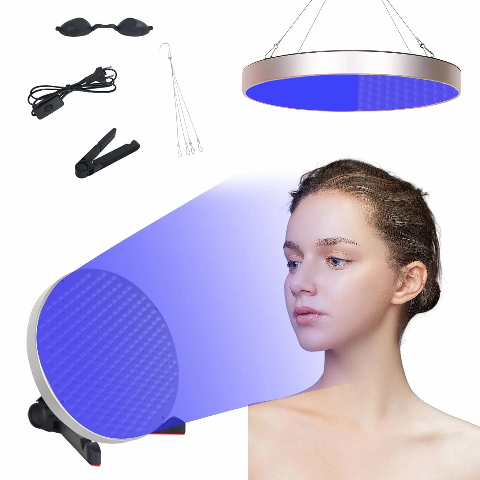 Solarium do domu 50 W lampa opalająca LED 250 diod niebieskie światło 460 nm ze stojakiem