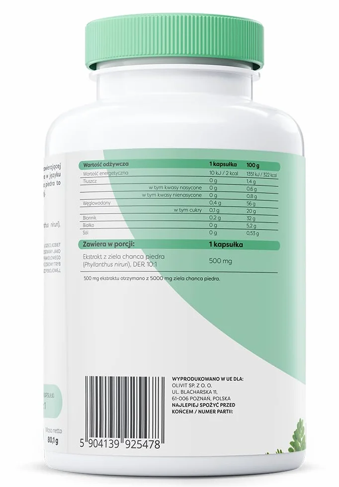 Osavi Chanca Piedra – 120 wegańskich kapsułek | Tradycyjna roślina | Ekstrakt z ziela chanca piedra | 500 mg ekstraktu w jednej kapsułce z 5000 mg Phyllanthus niruri | Clean Label | Dla Wegan